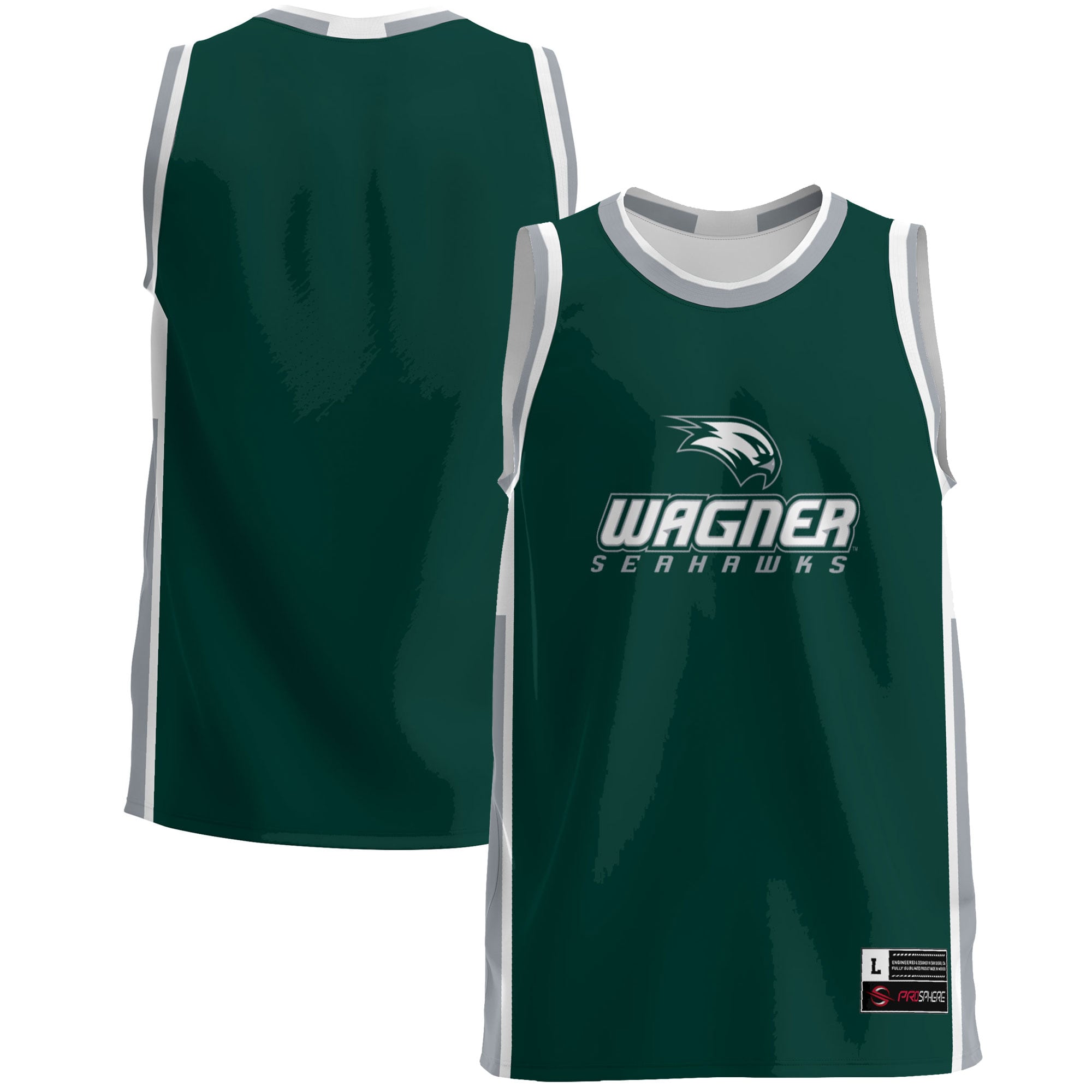 Wagner College Seahawks Lightweight Basketball Jersey Green - front and back view