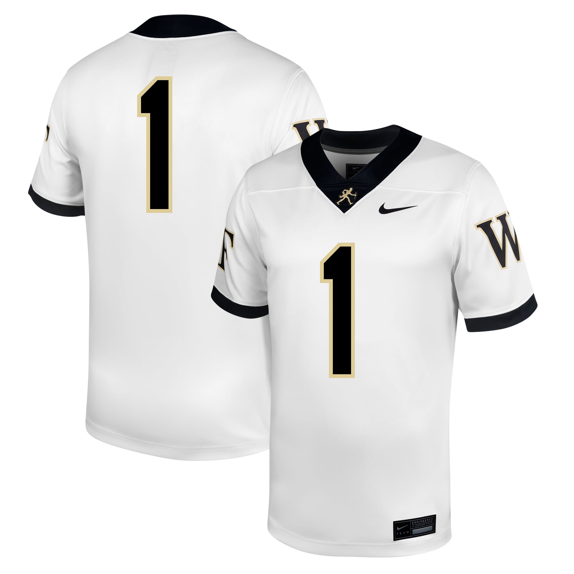 #1 Wake Forest Demon Deacons Football Jersey - White - front and back view