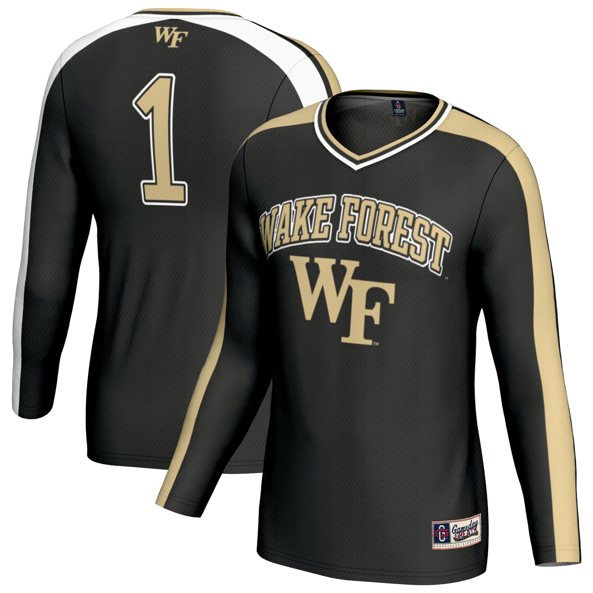 Wake Forest Demon Deacons Unisex #1 Lightweight Volleyball Fashion Jersey - front and back view