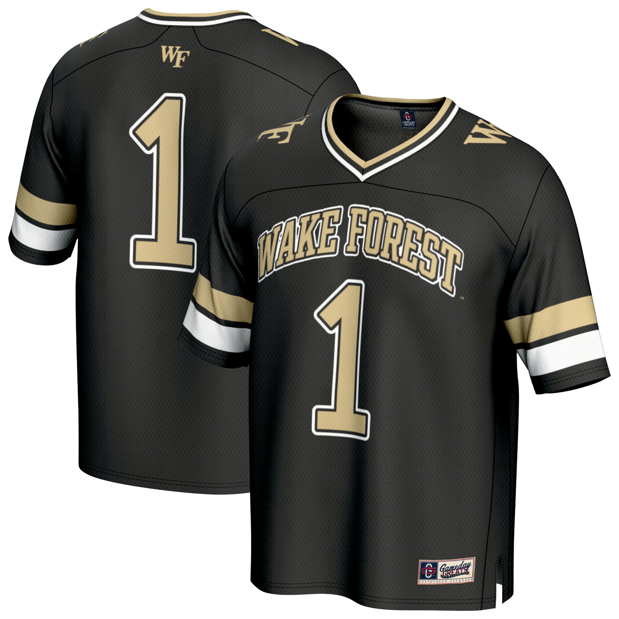 #1 Wake Forest Demon Deacons Unisex Collegiate Football Fashion Jersey Black - front and back view