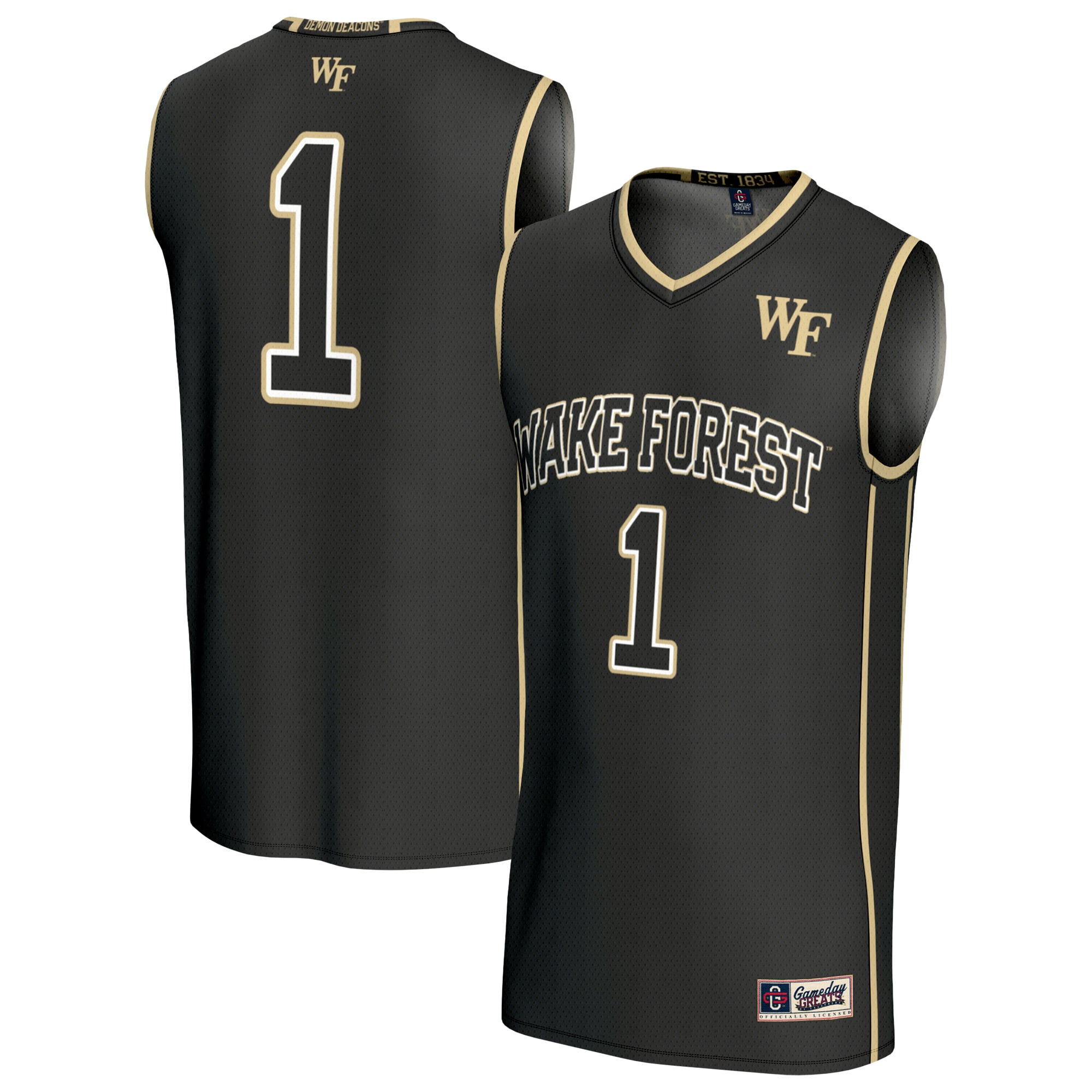 #1 Wake Forest Demon Deacons Unisex Lightweight Basketball Fashion Jersey - front and back view