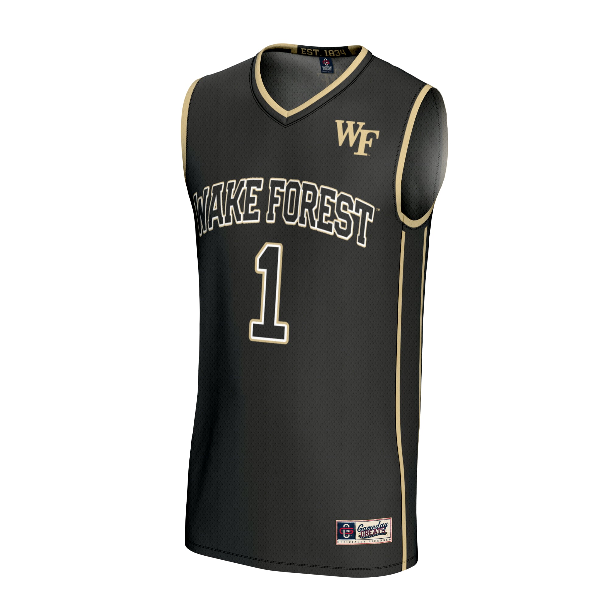 #1 Wake Forest Demon Deacons Unisex Lightweight Basketball Fashion Jersey Black - front view