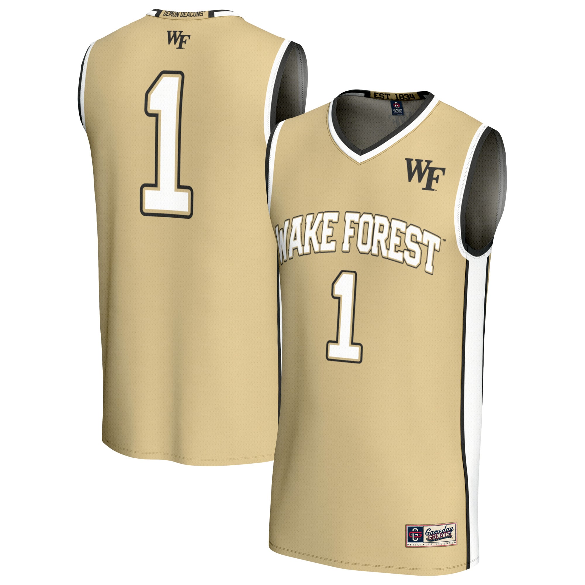 #1 Wake Forest Demon Deacons Unisex Lightweight Basketball Fashion Jersey - front and back view