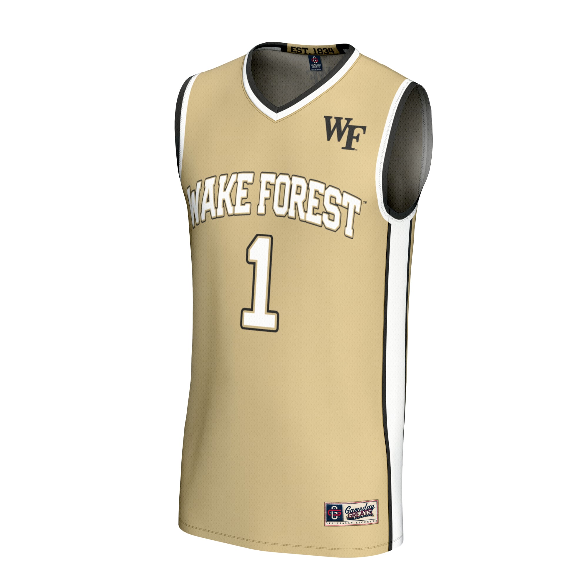 #1 Wake Forest Demon Deacons Unisex Lightweight Basketball Fashion Jersey Gold - front view
