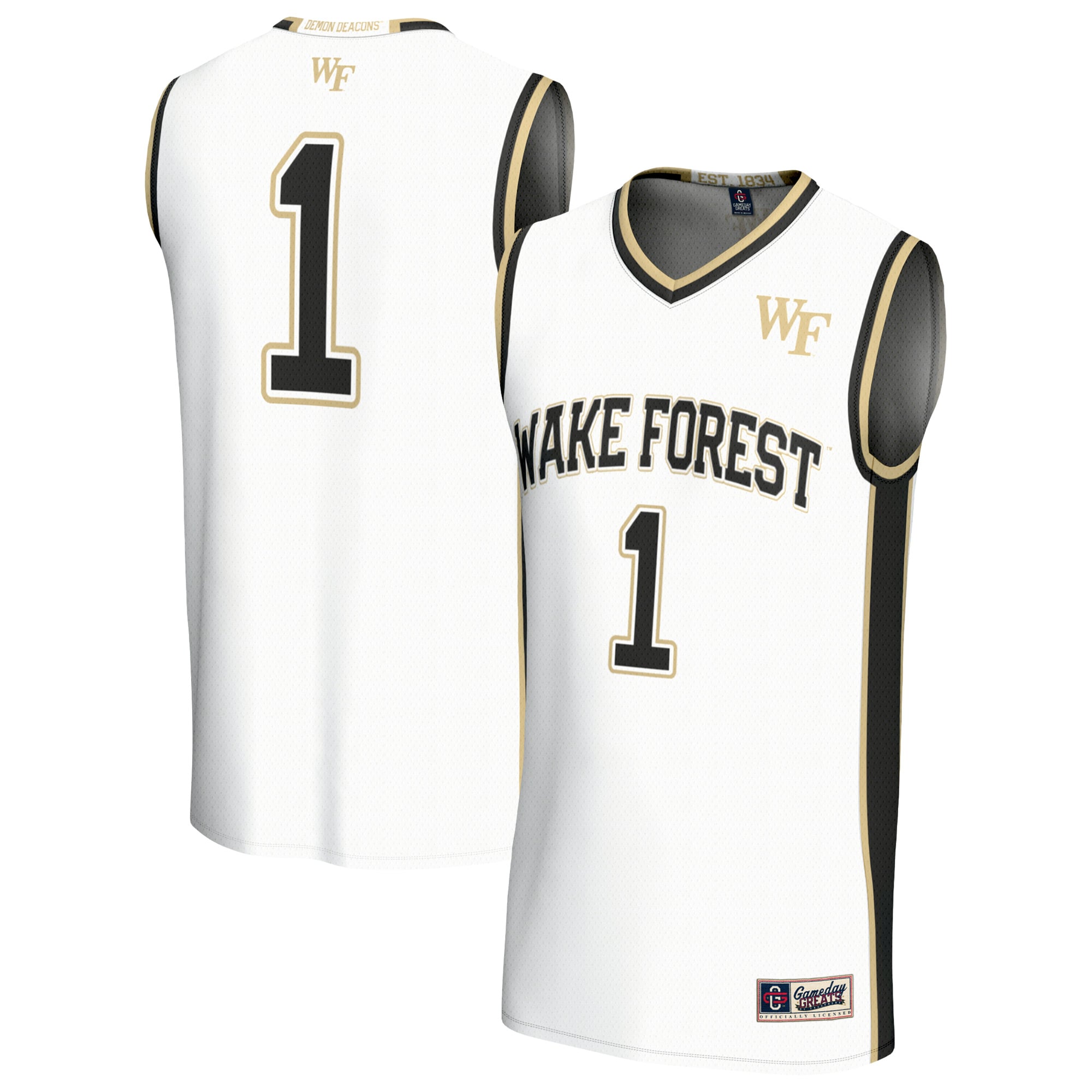 #1 Wake Forest Demon Deacons Unisex Lightweight Basketball Fashion Jersey - front and back view