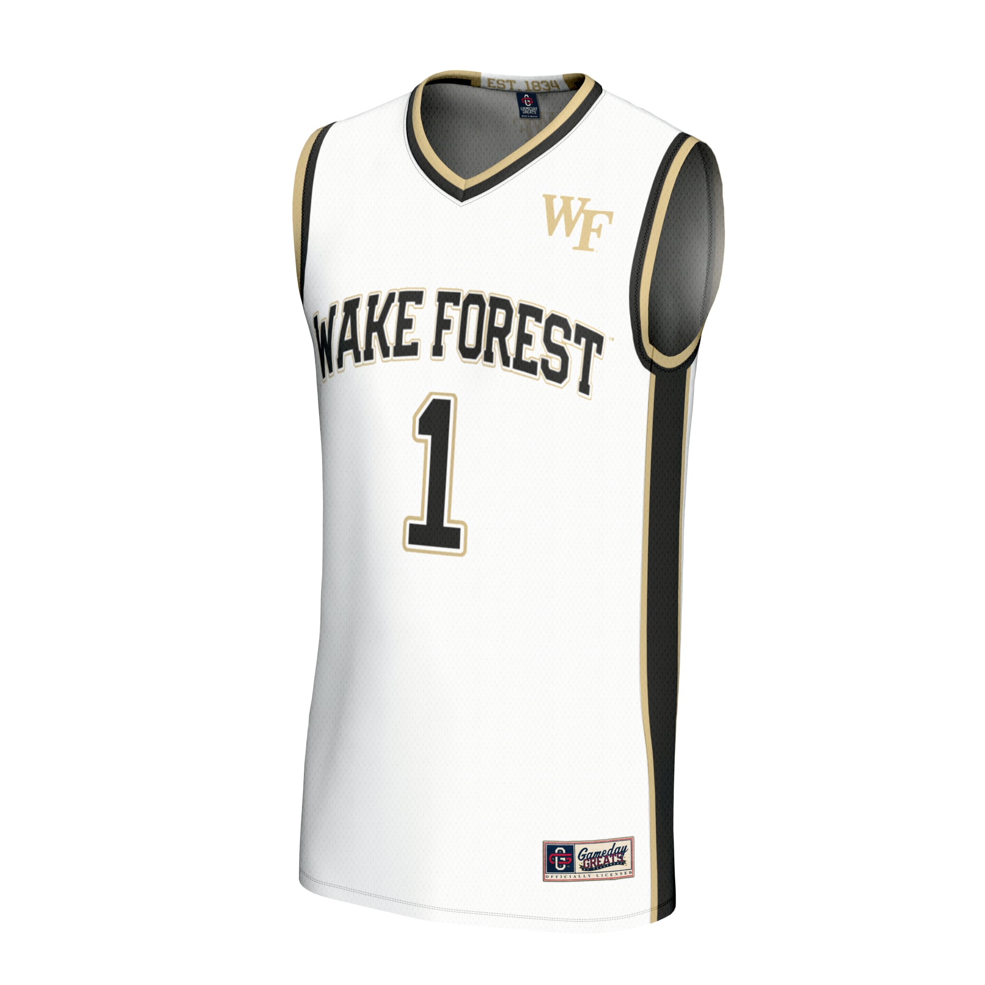 #1 Wake Forest Demon Deacons Unisex Lightweight Basketball Fashion Jersey White - front view