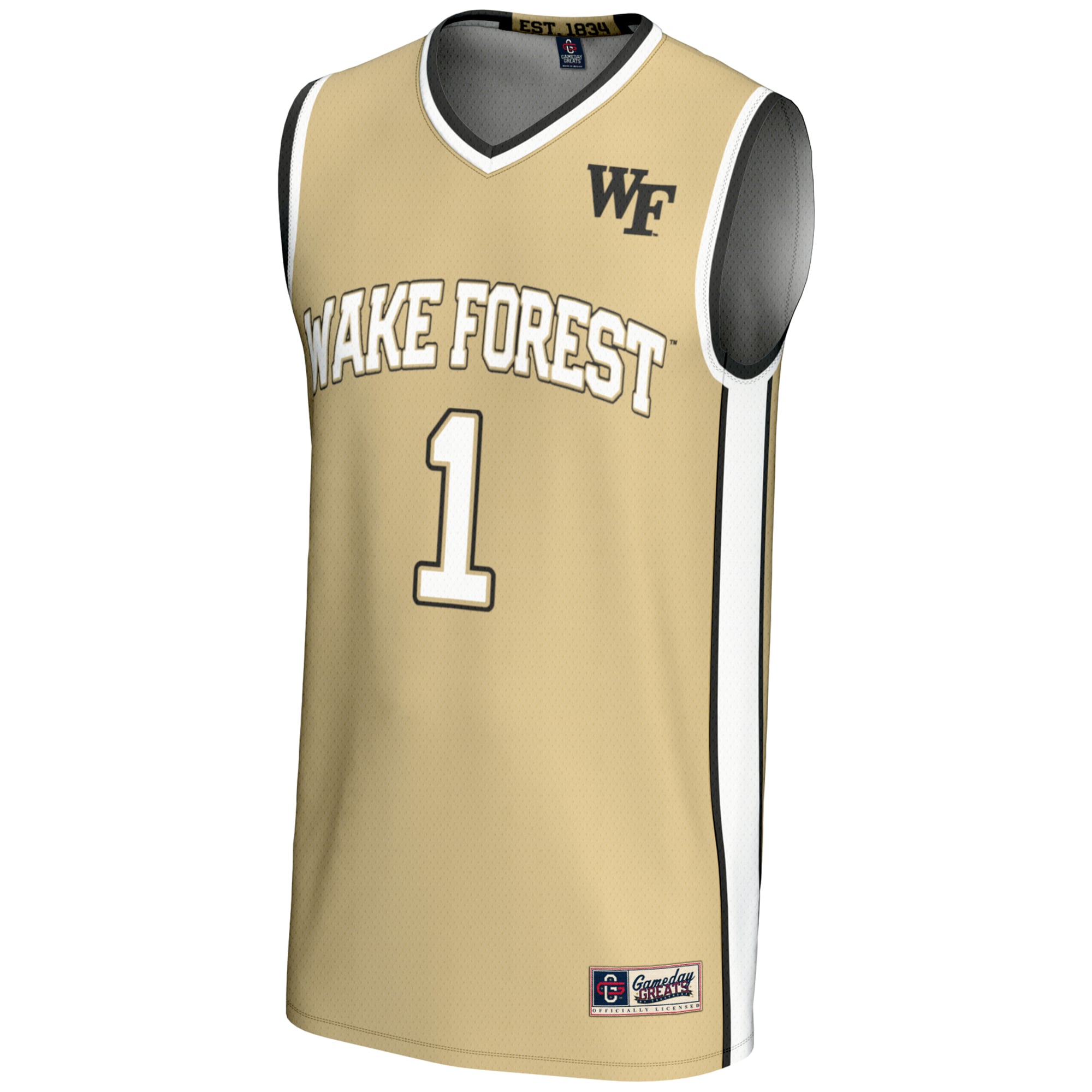 #1 Wake Forest Demon Deacons Unisex Lightweight Basketball Jersey Gold - front view