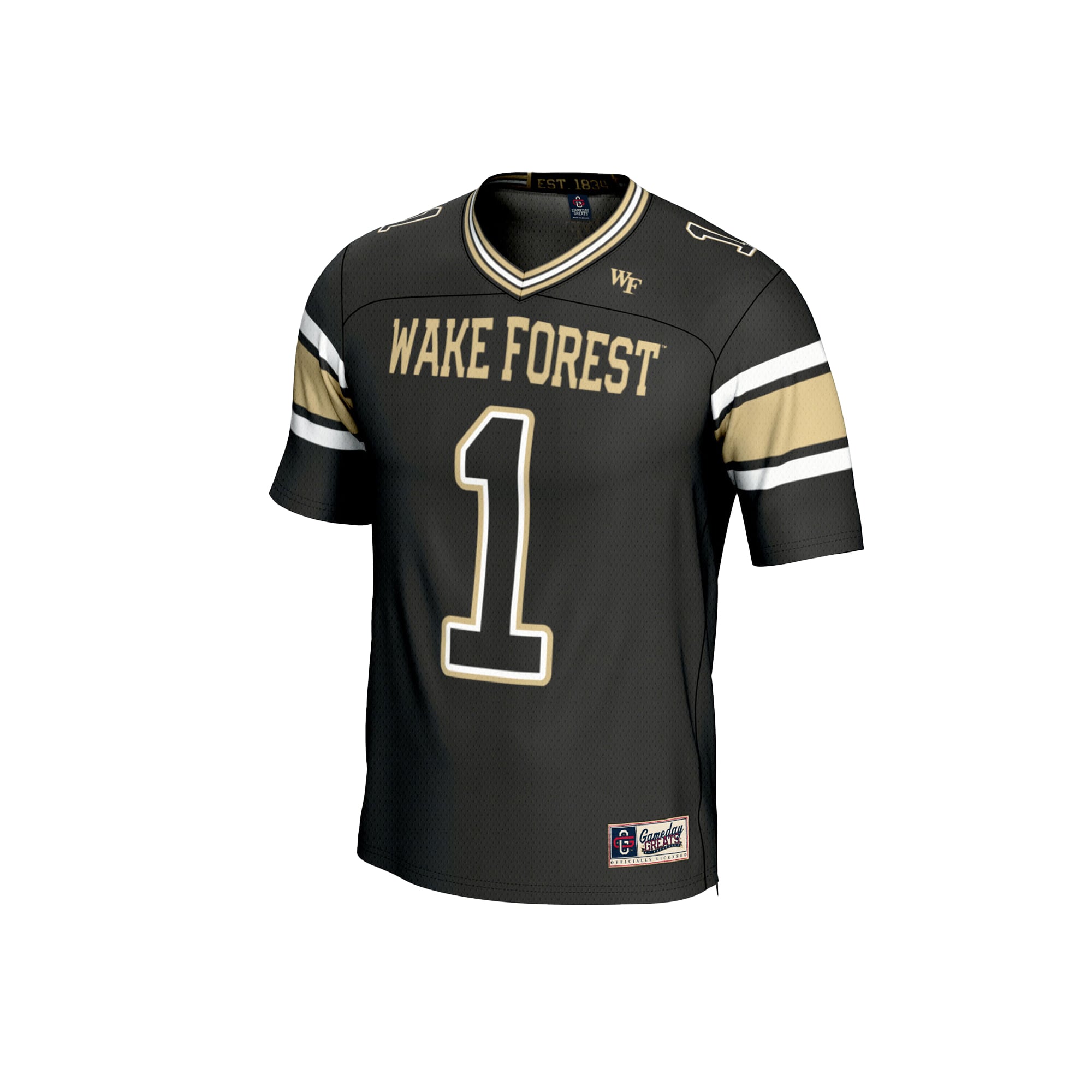 #1 Wake Forest Demon Deacons Unisex Lightweight Football Fashion Jersey Black - front view