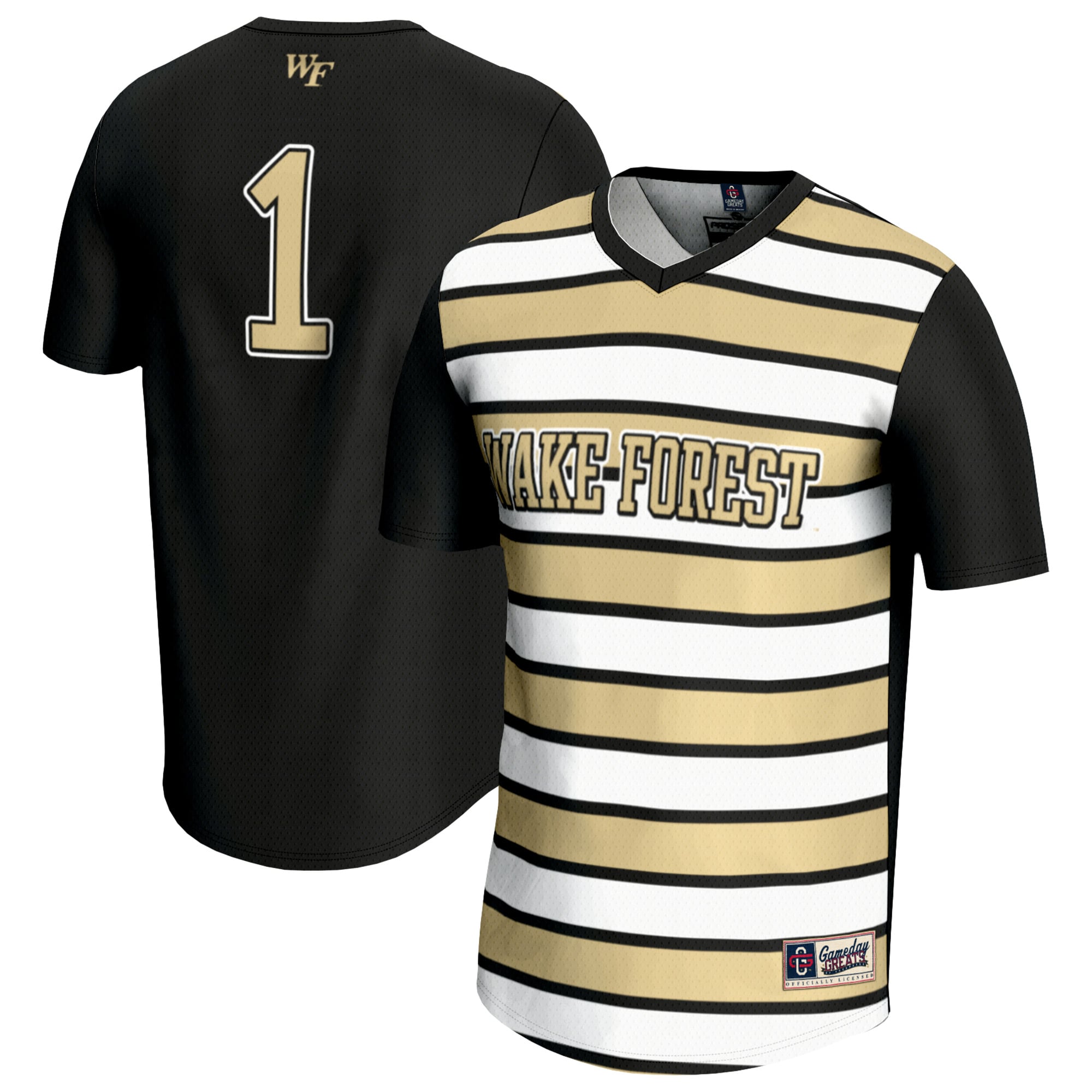 #1 Wake Forest Demon Deacons Youth Lightweight Soccer Fashion Jersey Black - front and back view