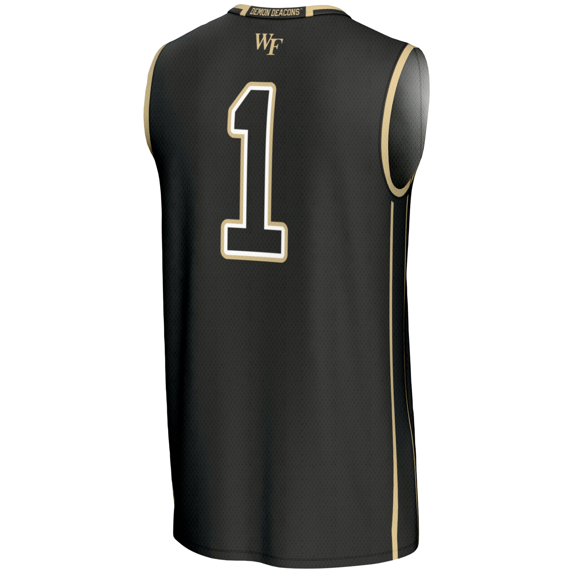 #1 Wake Forest Demon Deacons Youth Lightweight Basketball Jersey Black - back view