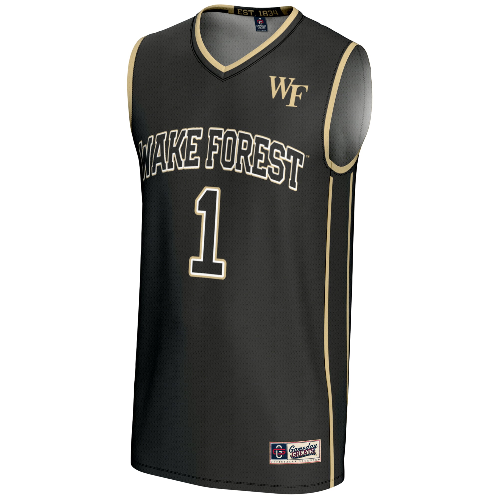 #1 Wake Forest Demon Deacons Youth Lightweight Basketball Jersey Black - front view