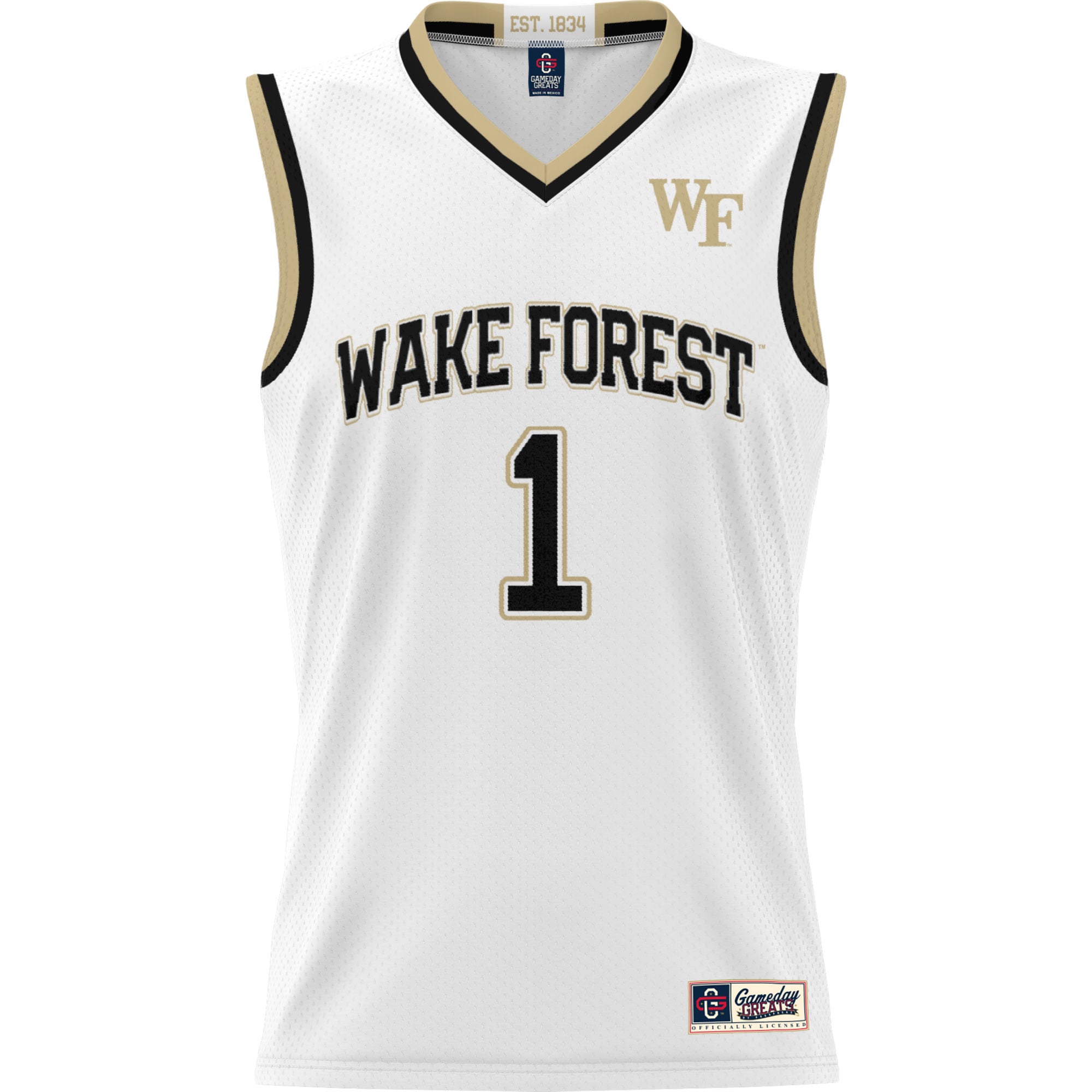 #1 Wake Forest Demon Deacons Youth Lightweight Basketball Jersey White - front view