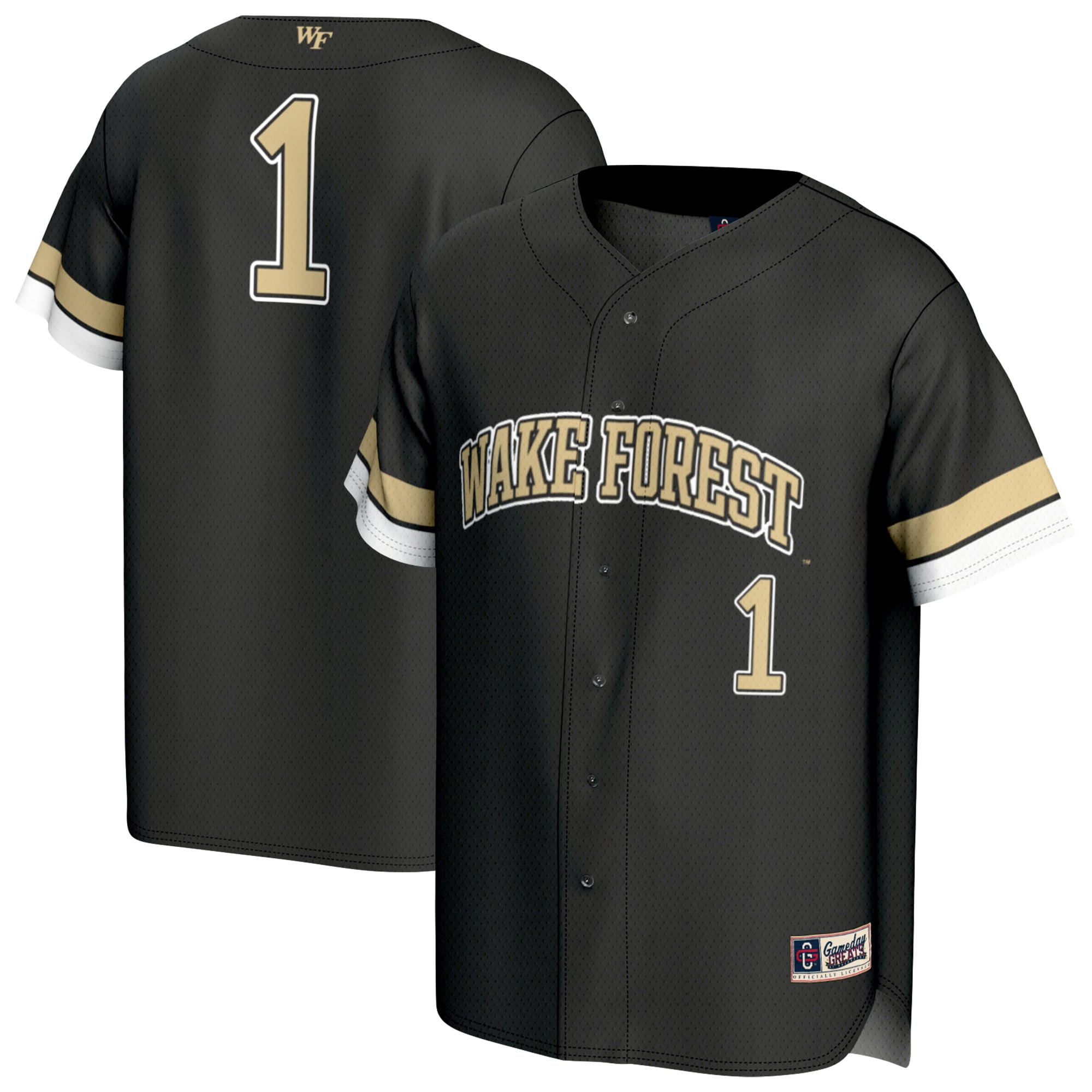 #1 Wake Forest Demon Deacons Youth Lightweight Collegiate Baseball Fashion - front and back view