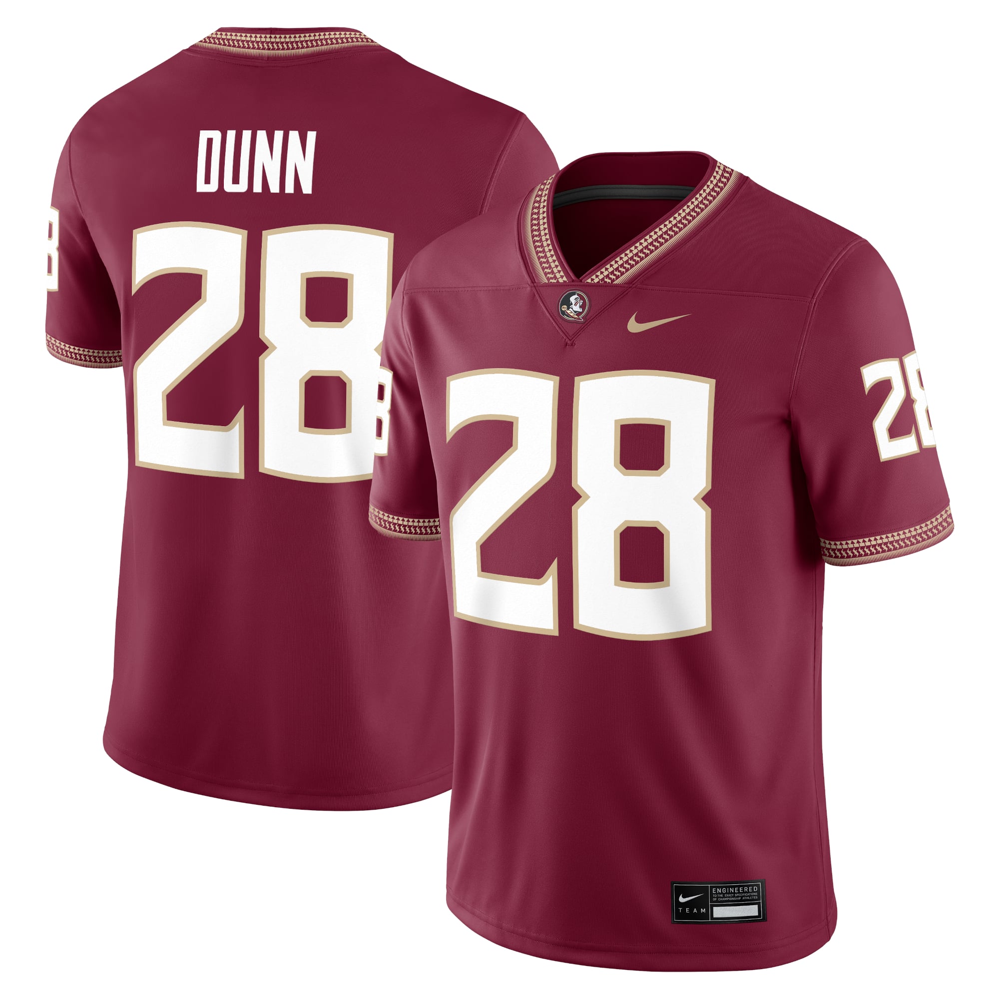 Warrick Dunn Florida State Seminoles Alumni Jersey Garnet - front and back view
