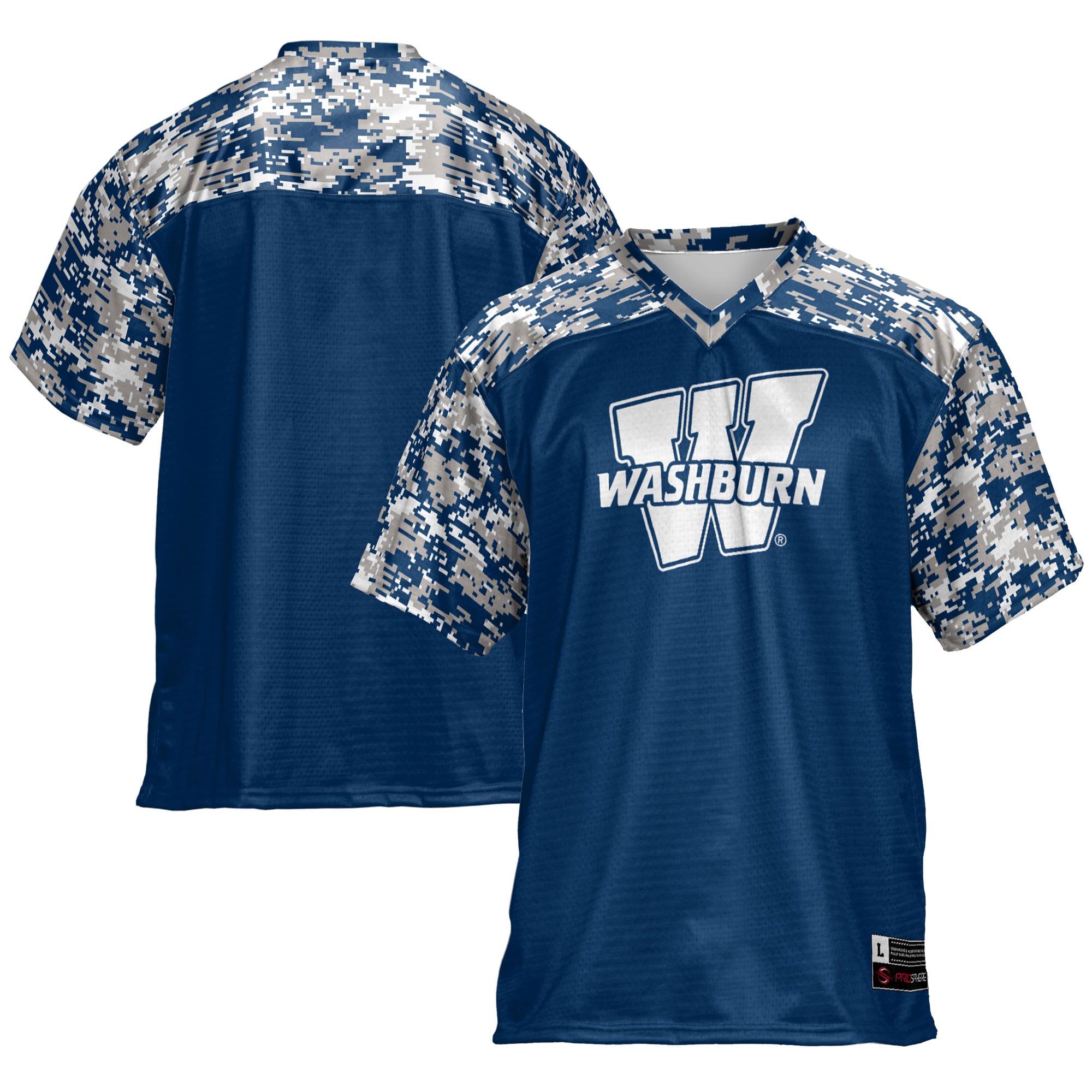 Washburn Ichabods Football Jersey Blue - front and back view