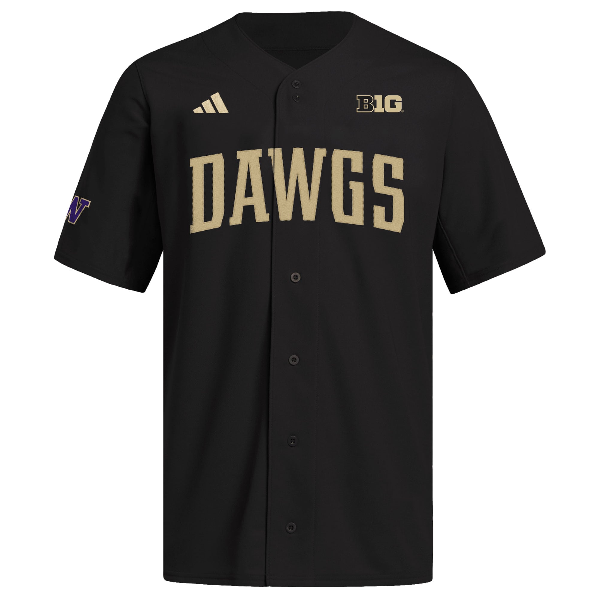 Washington Huskies Baseball Jersey Black - front view