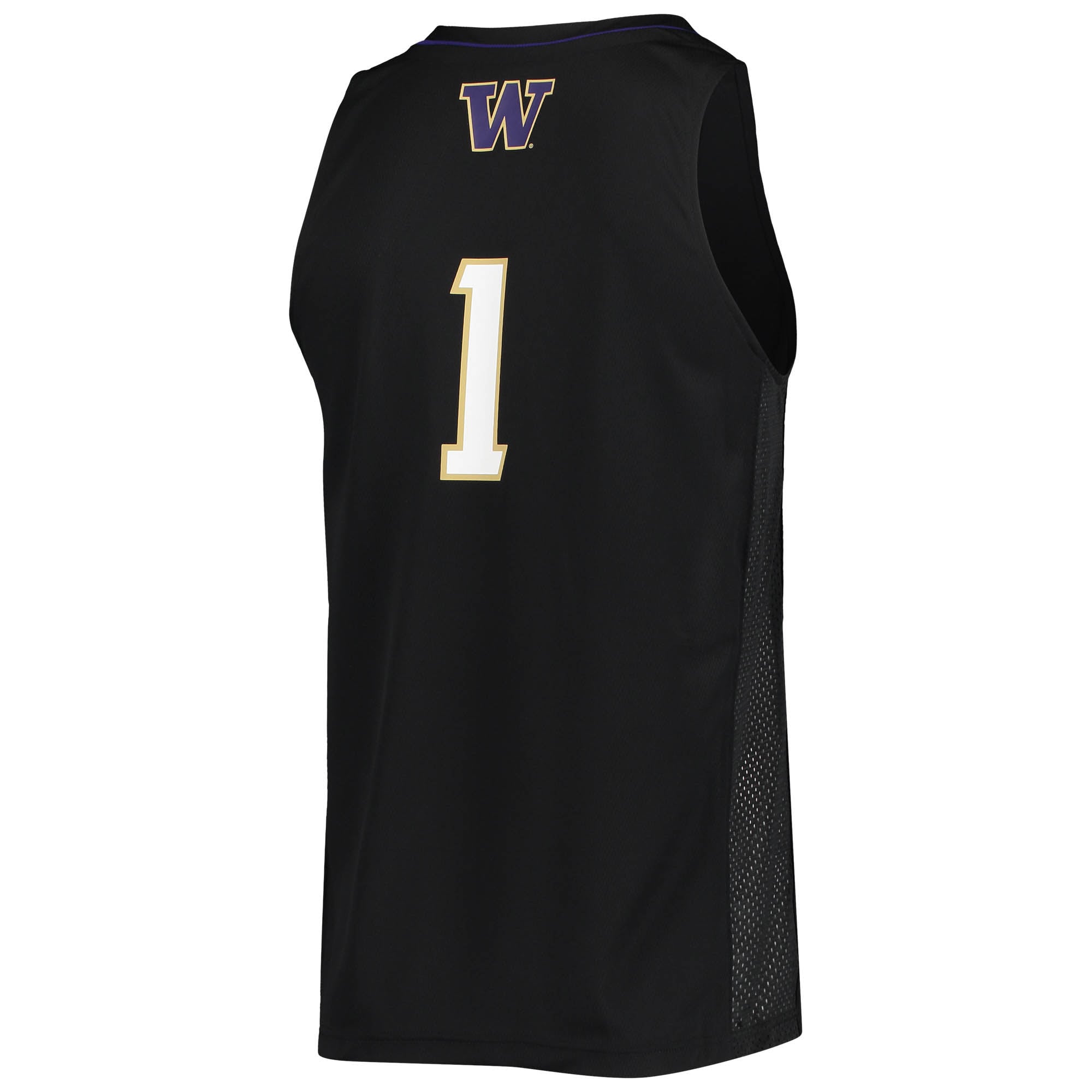 #1 Washington Huskies Basketball Jersey Black - back view