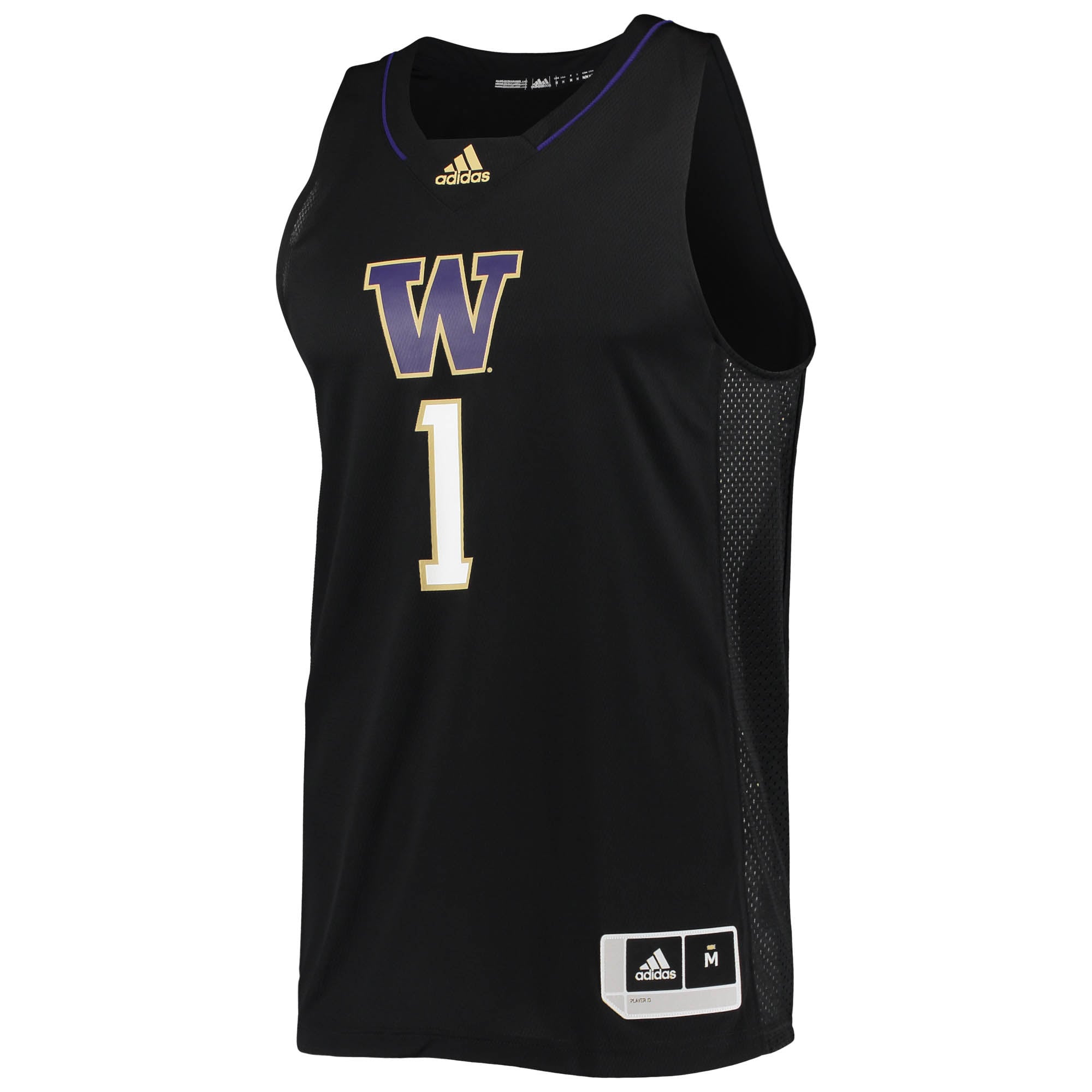 #1 Washington Huskies Basketball Jersey Black - front view