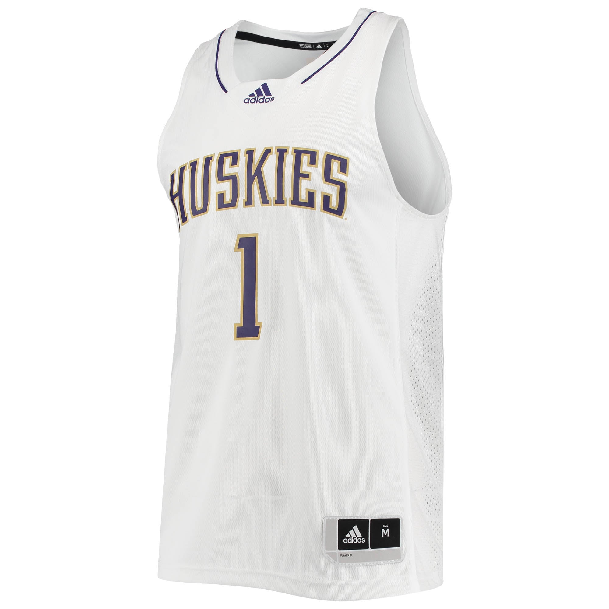 #1 Washington Huskies Basketball Jersey White - front view