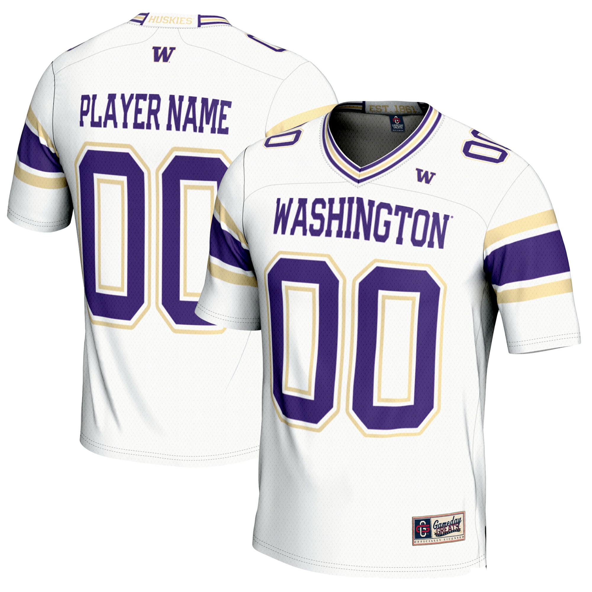 Washington Huskies Football Jersey White - front and back view