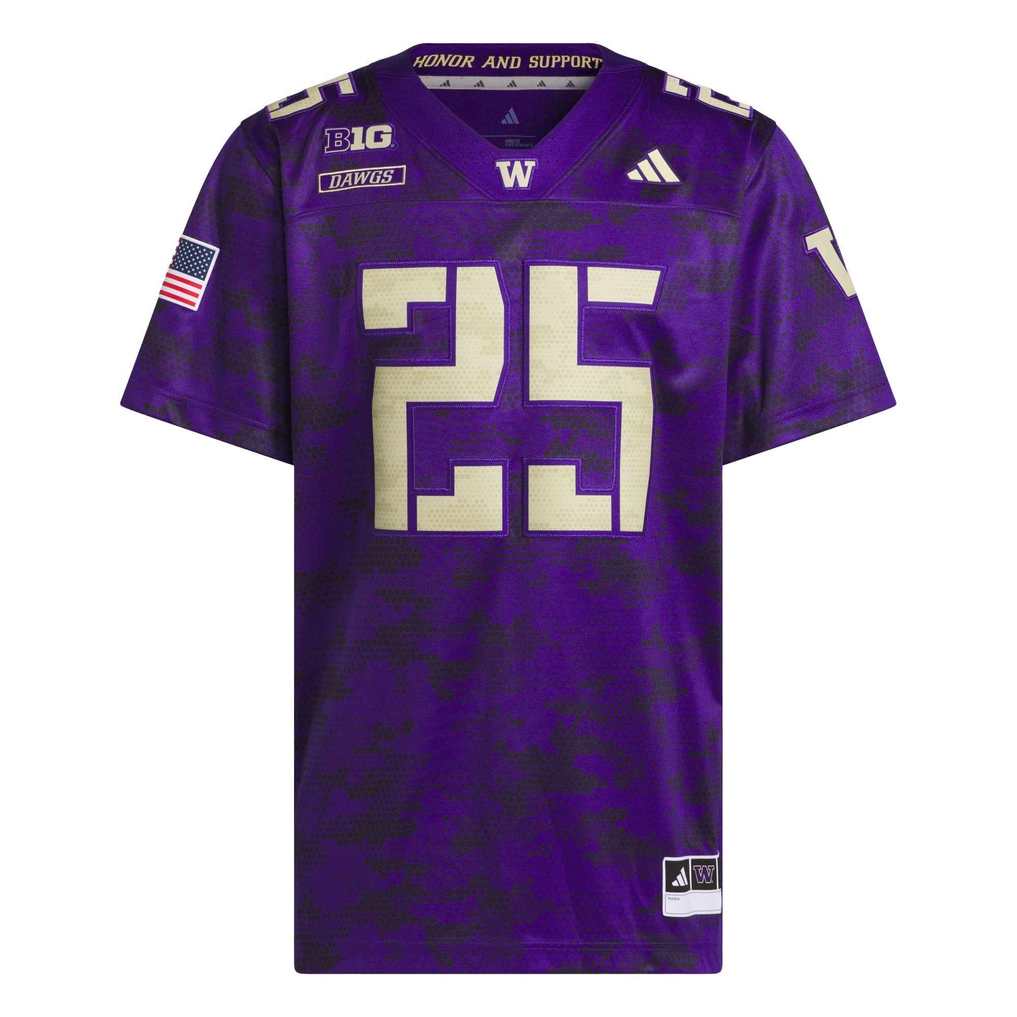 #25 Washington Huskies Honor & Support Strategy Jersey Purple - front view