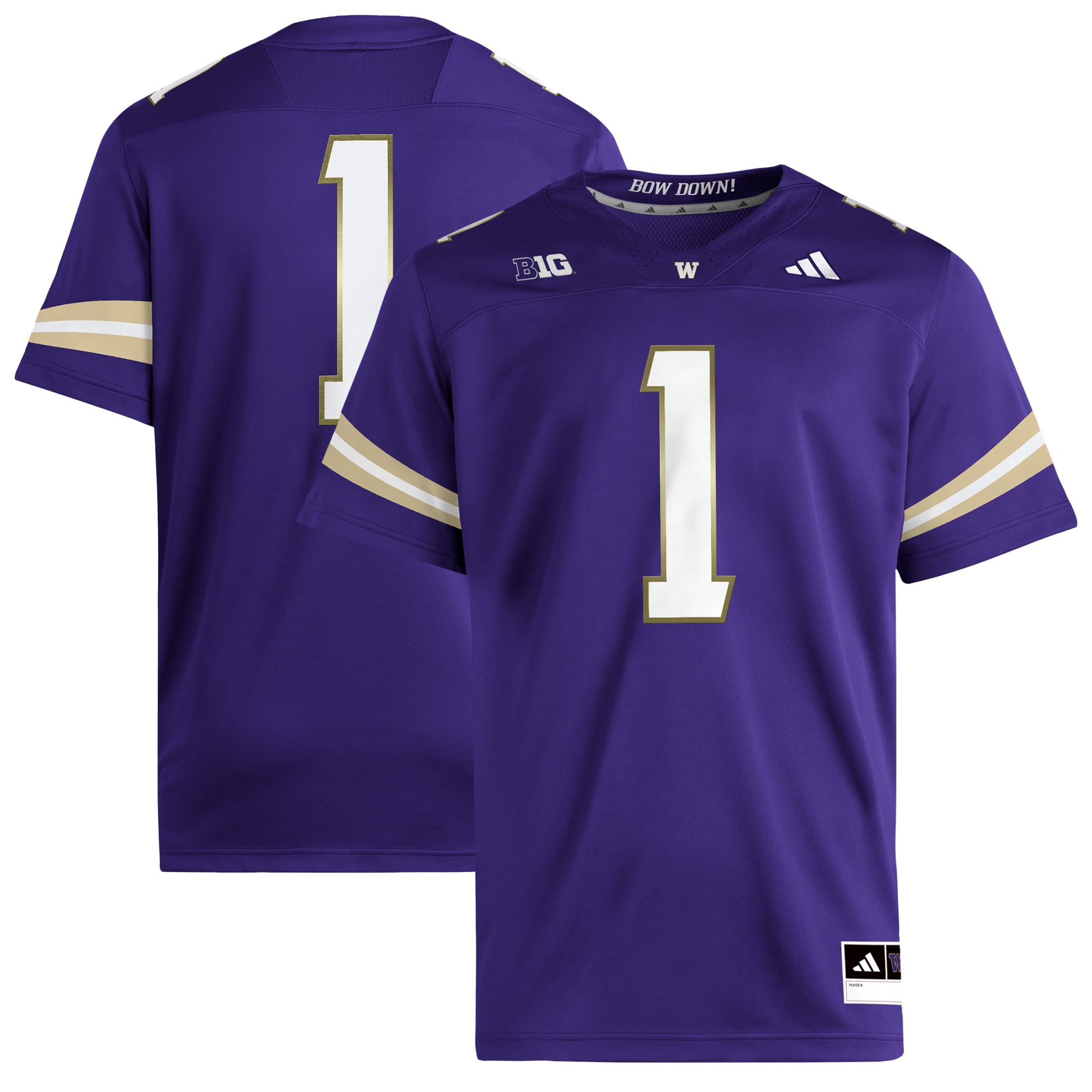 #1 Washington Huskies Jersey Purple - front and back view