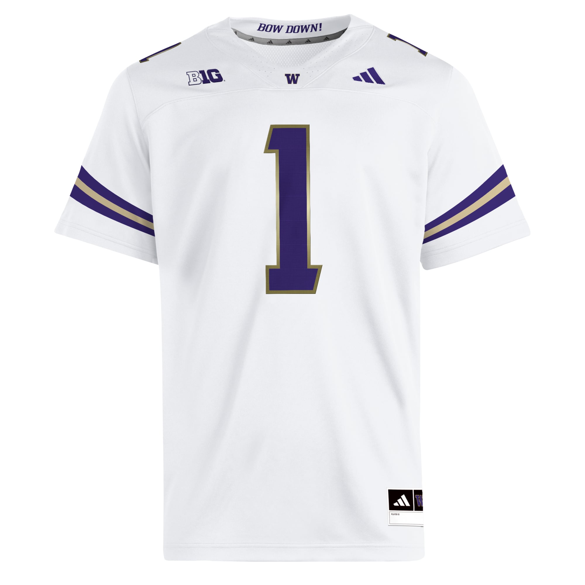 #1 Washington Huskies Jersey White - front view