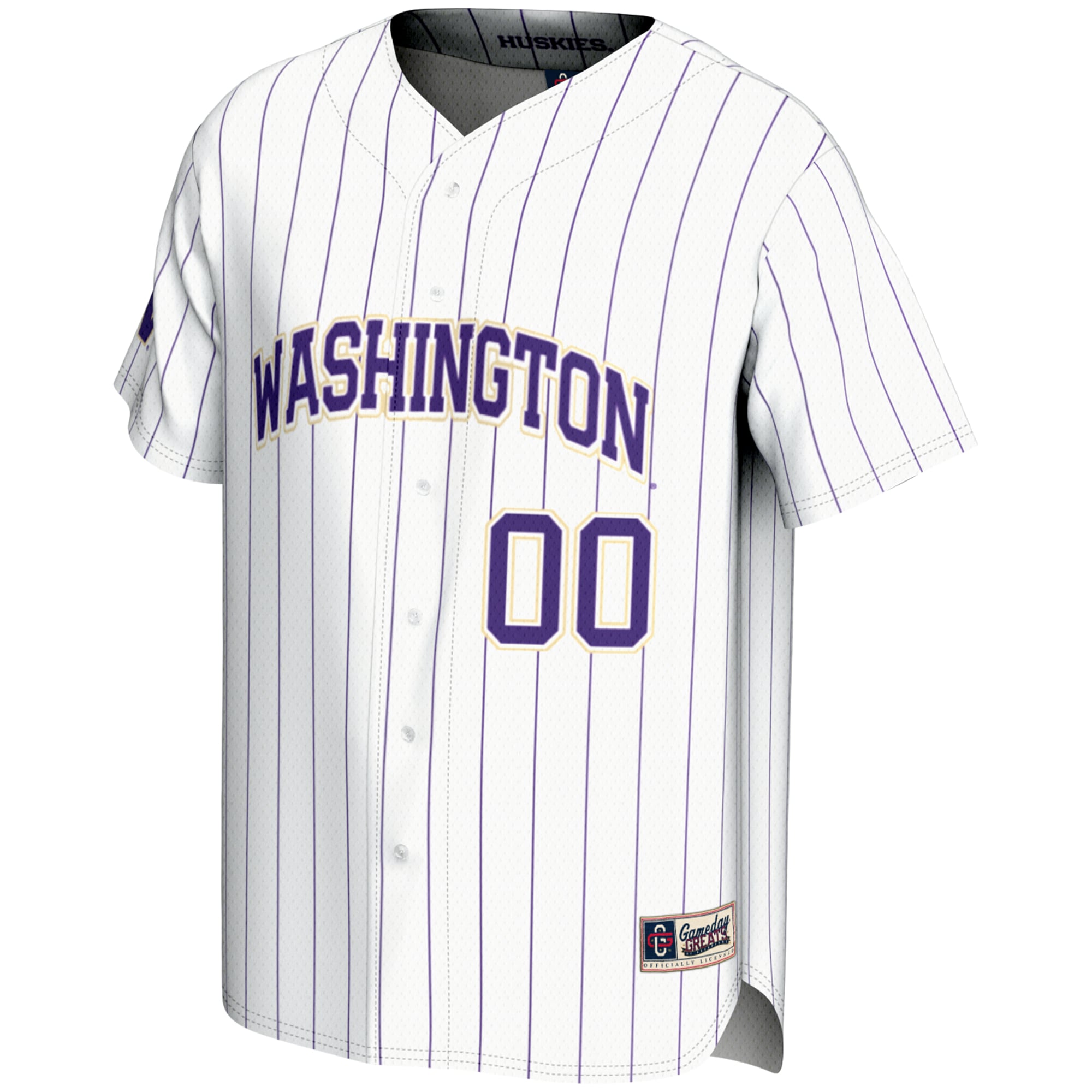 Washington Huskies Lightweight Baseball Jersey White - front view