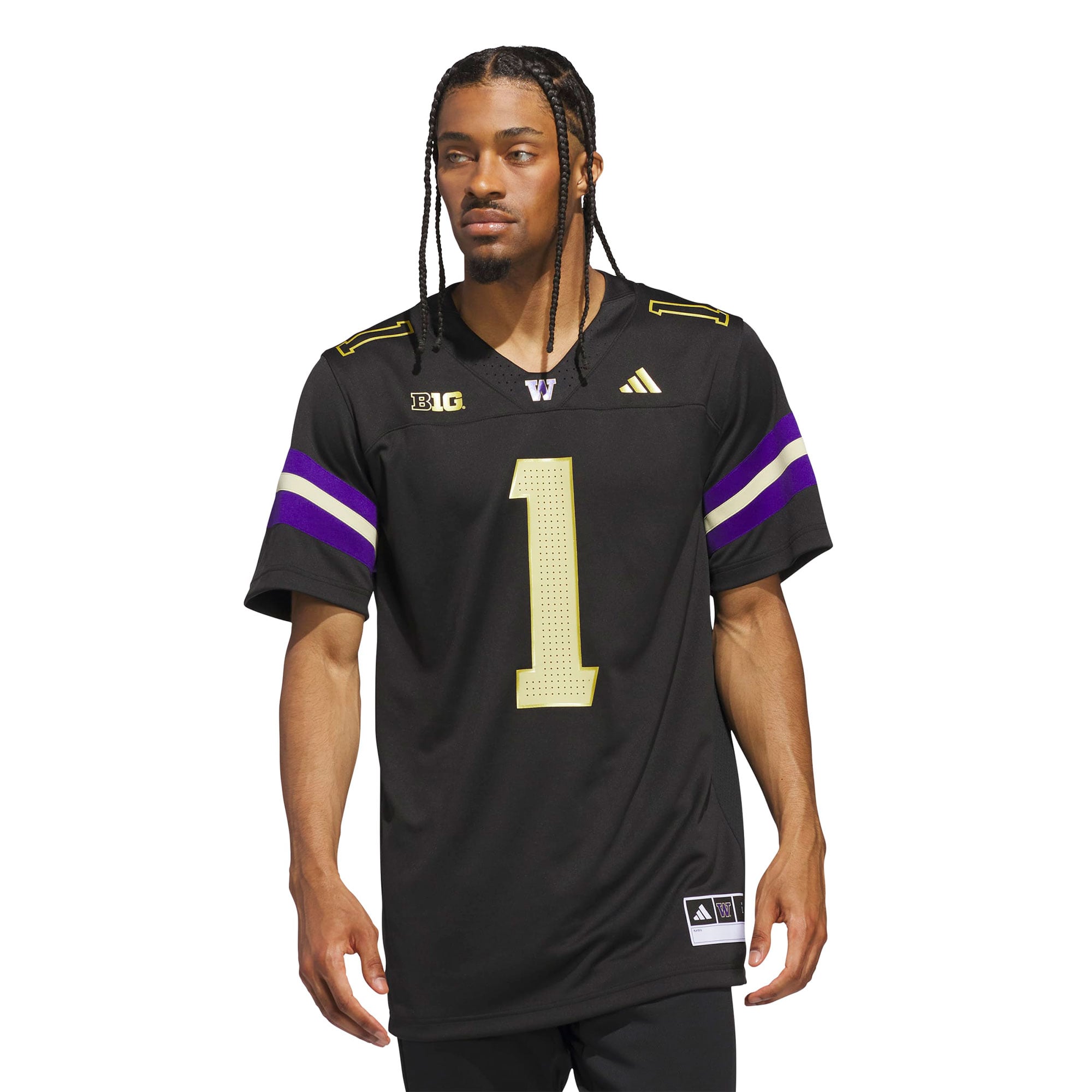 #1 Washington Huskies Strategy Jersey Black - front view