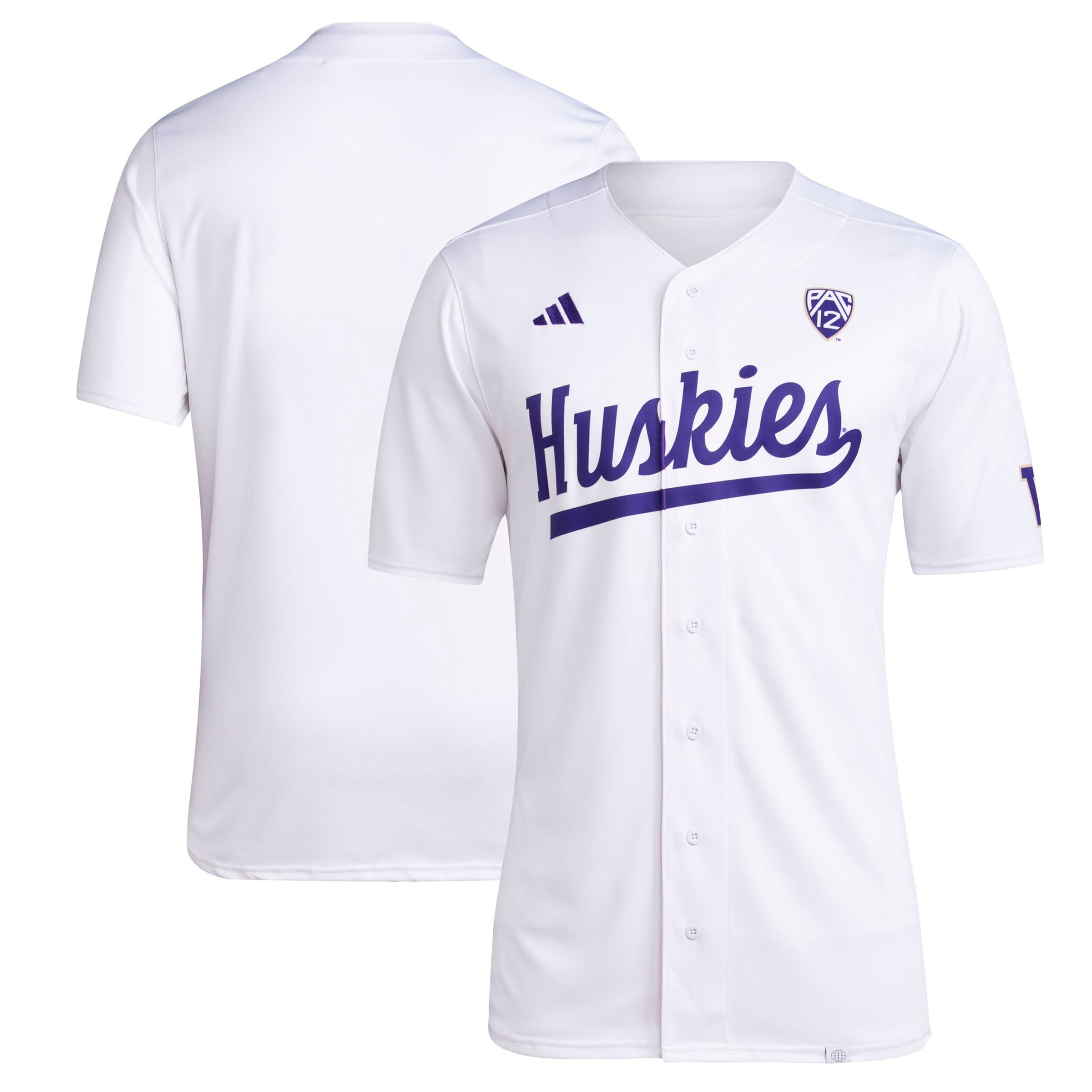 Washington Huskies Team Baseball Jersey White - front view