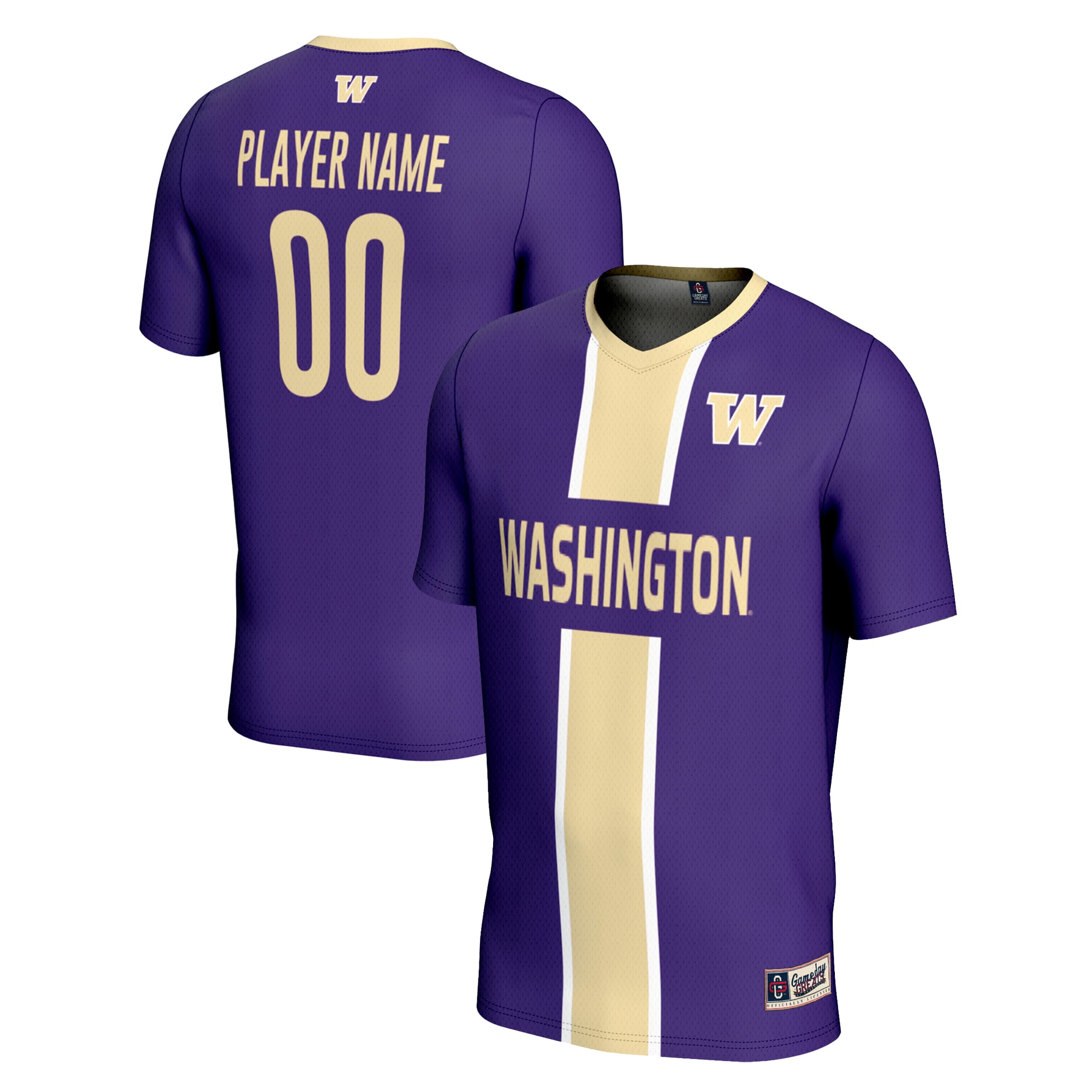 Washington Huskies Unisex Lightweight Soccer Jersey Purple - front and back view