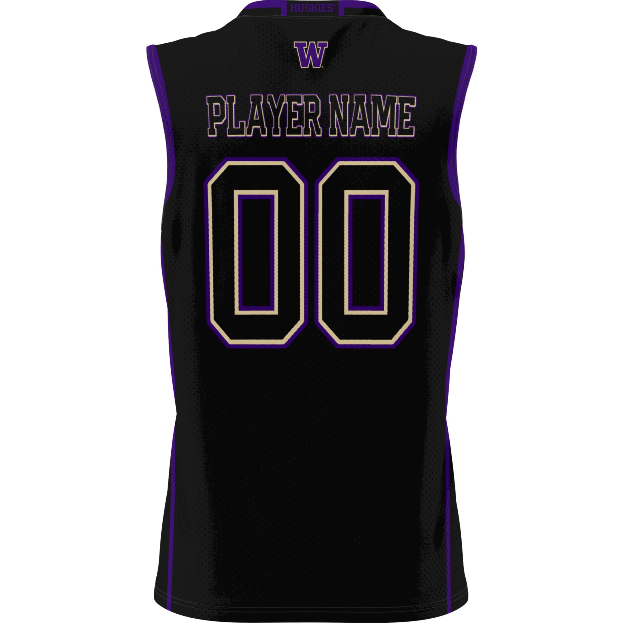 Washington Huskies Unisex Lightweight Women's Basketball Jersey Black - back view