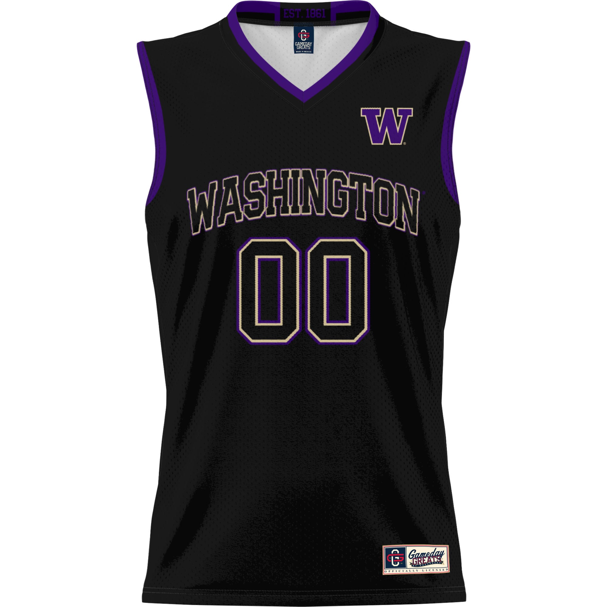 Washington Huskies Unisex Lightweight Women's Basketball Jersey Black - front view