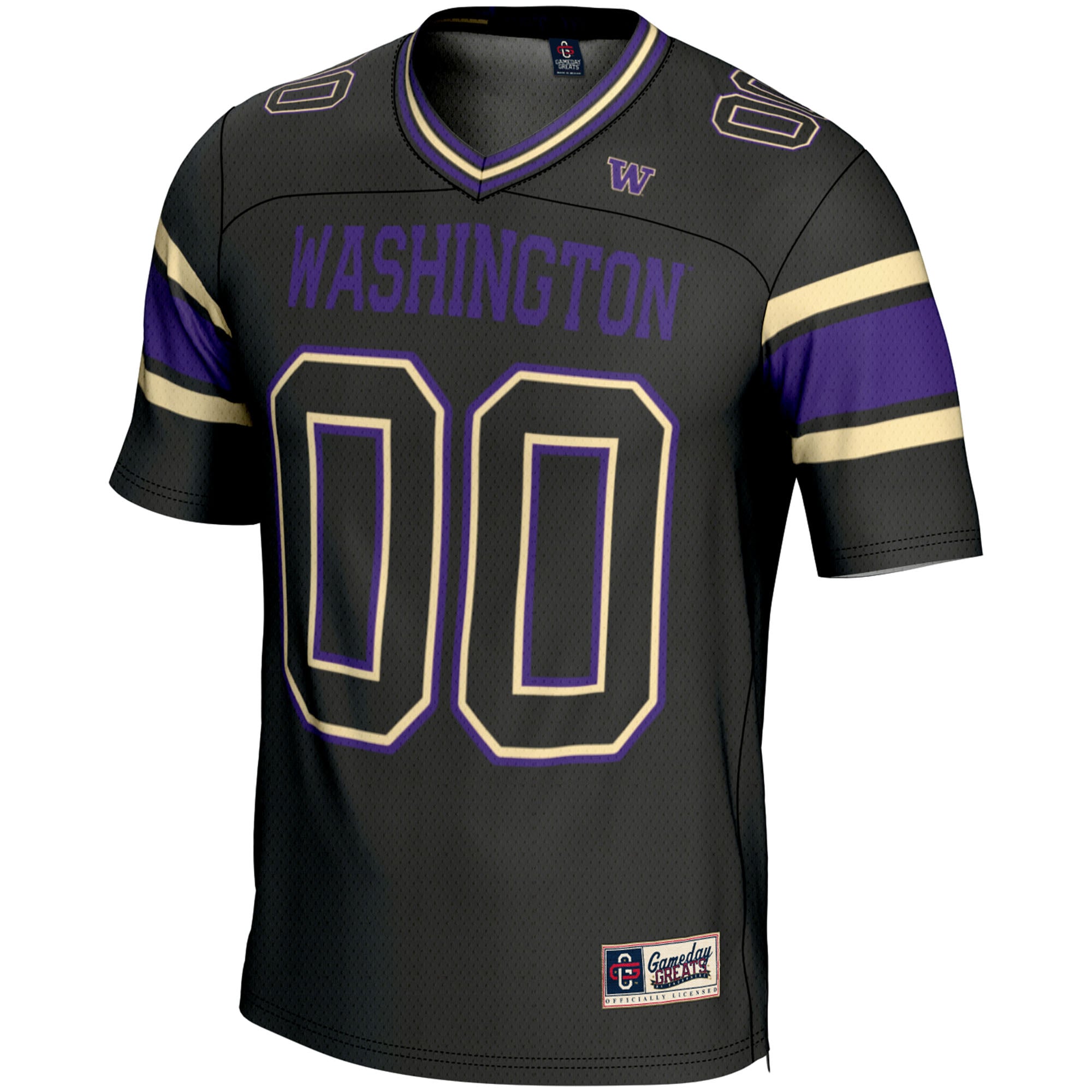 Washington Huskies Youth Football Jersey Black - front view
