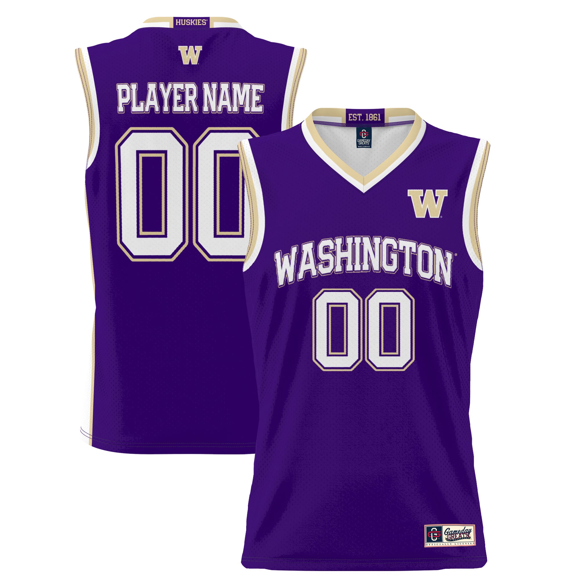 Washington Huskies Youth Lightweight Women's Basketball Jersey Purple - front and back view