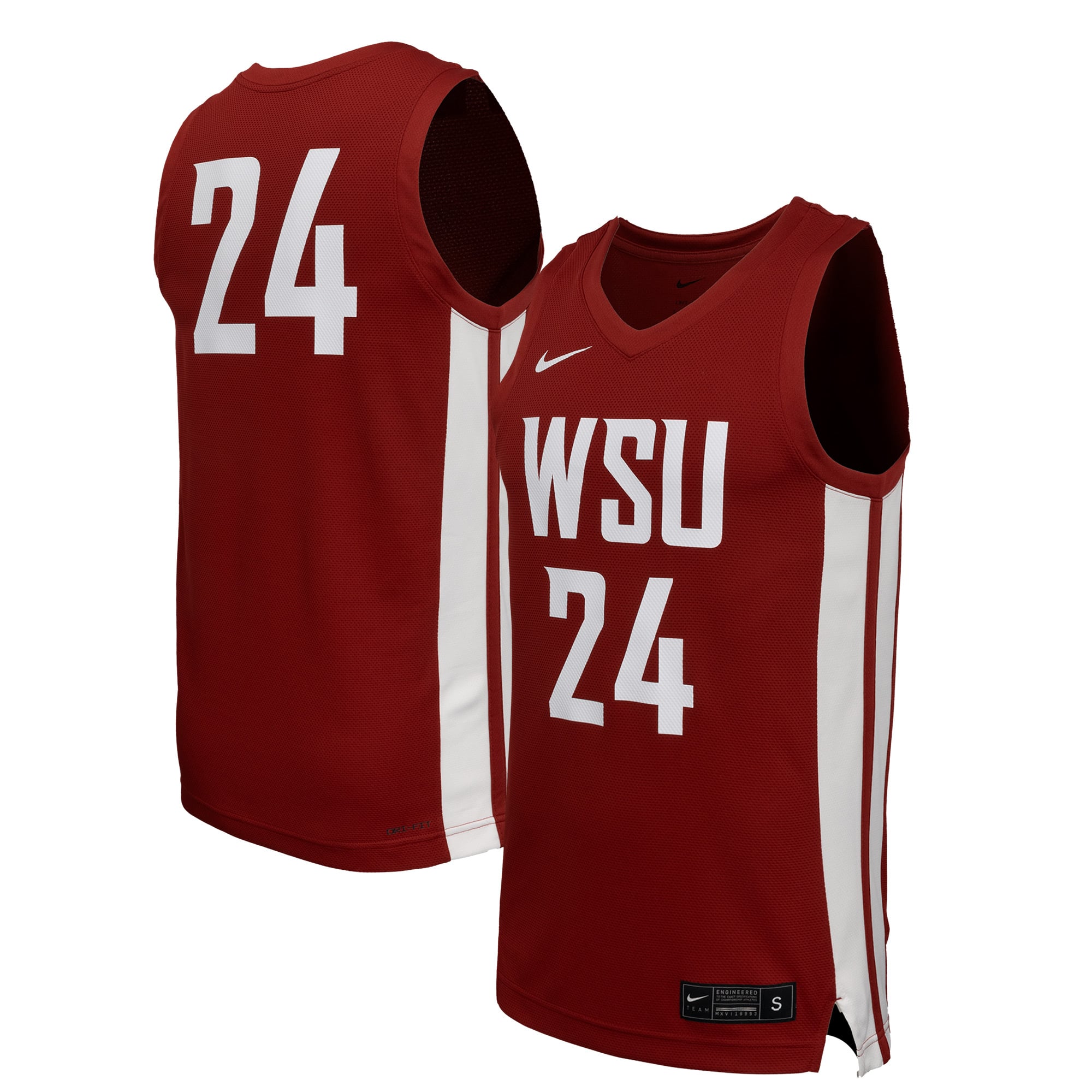 Washington State Cougars Basketball Jersey Crimson - front and back view