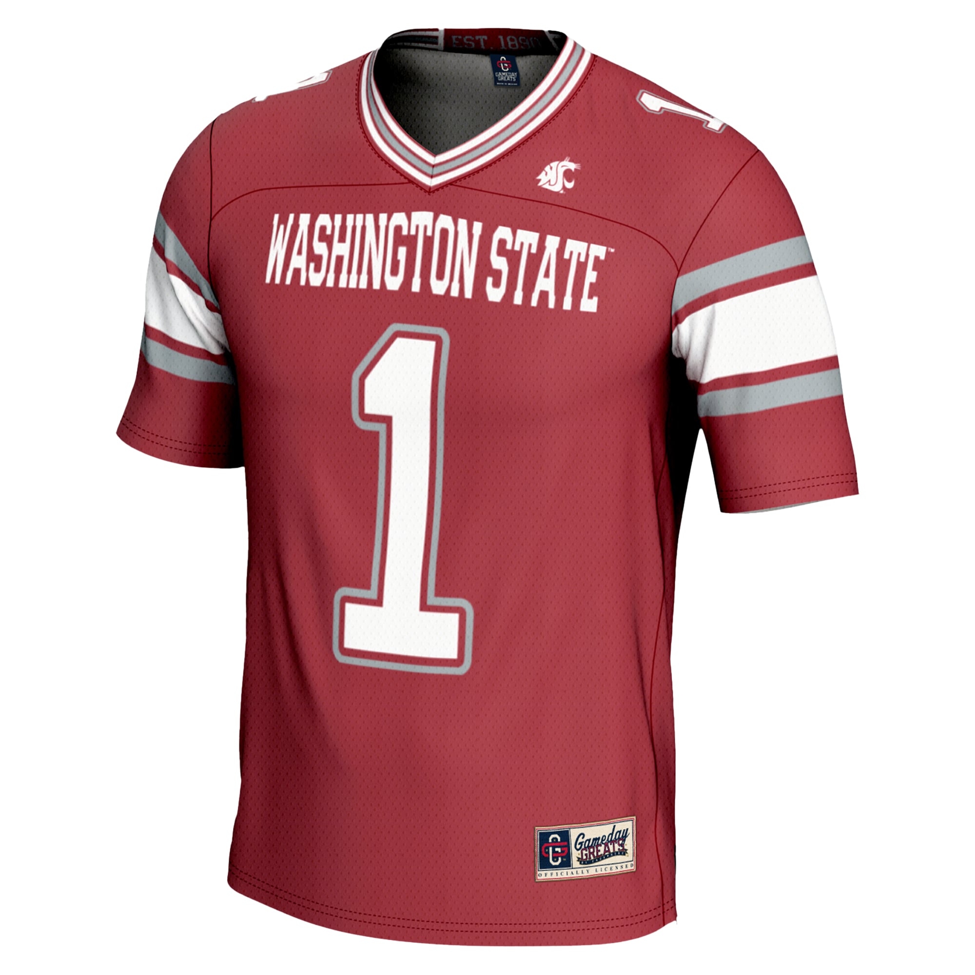 #1 Washington State Cougars Endzone Football Jersey Crimson - back view