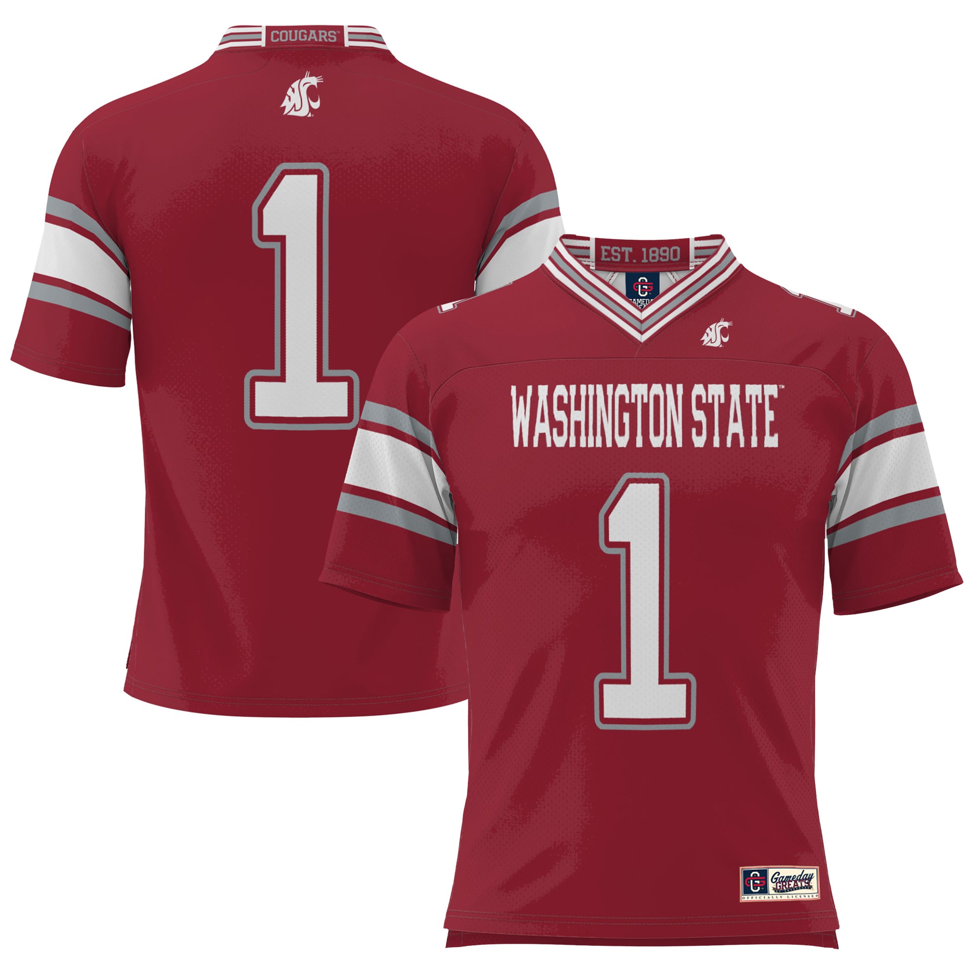 #1 Washington State Cougars Endzone Football Jersey Crimson - front view