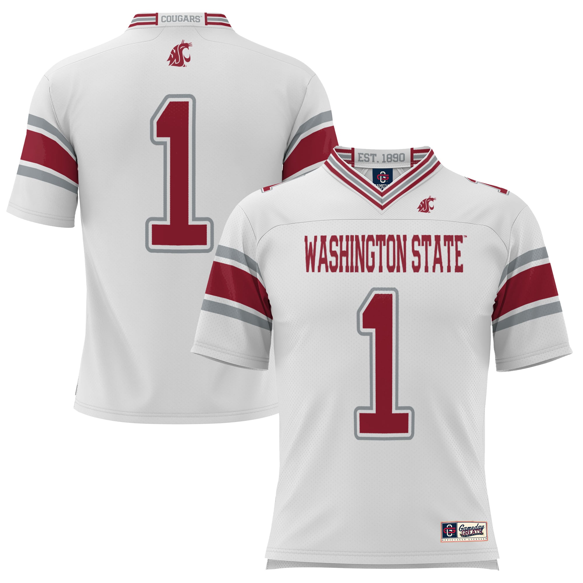 #1 Washington State Cougars Endzone Football Jersey White - front view