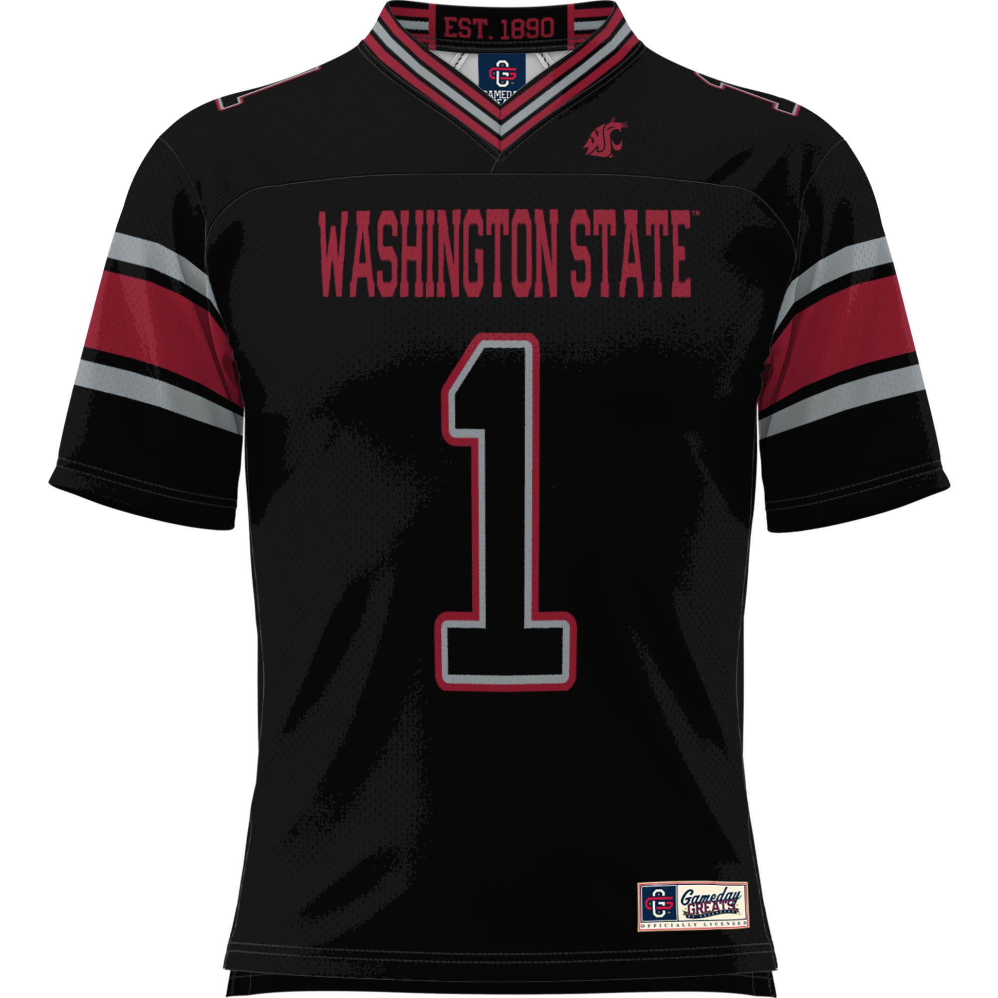 #1 Washington State Cougars Football Jersey Black - front view