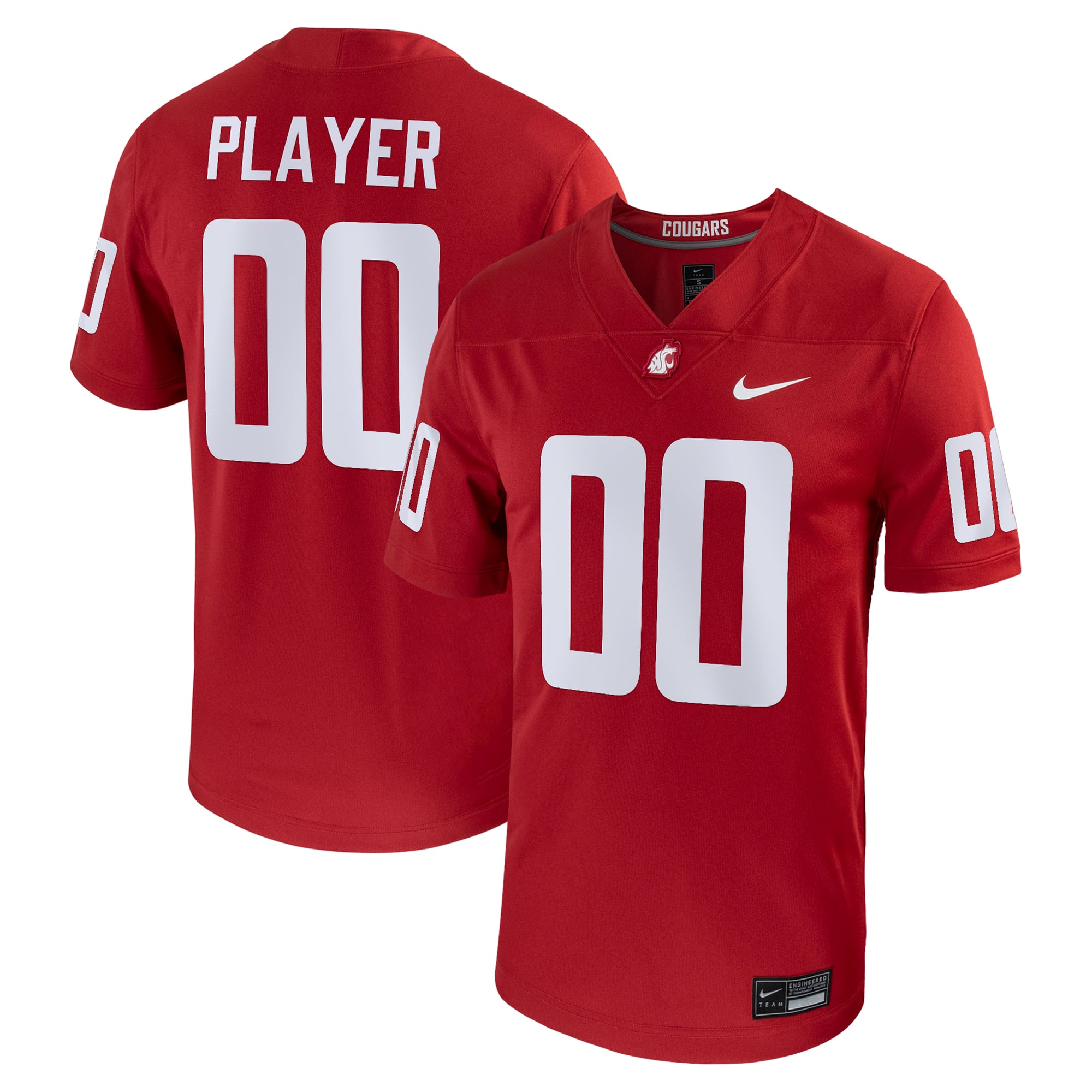 Washington State Cougars Football Jersey Crimson - front and back view