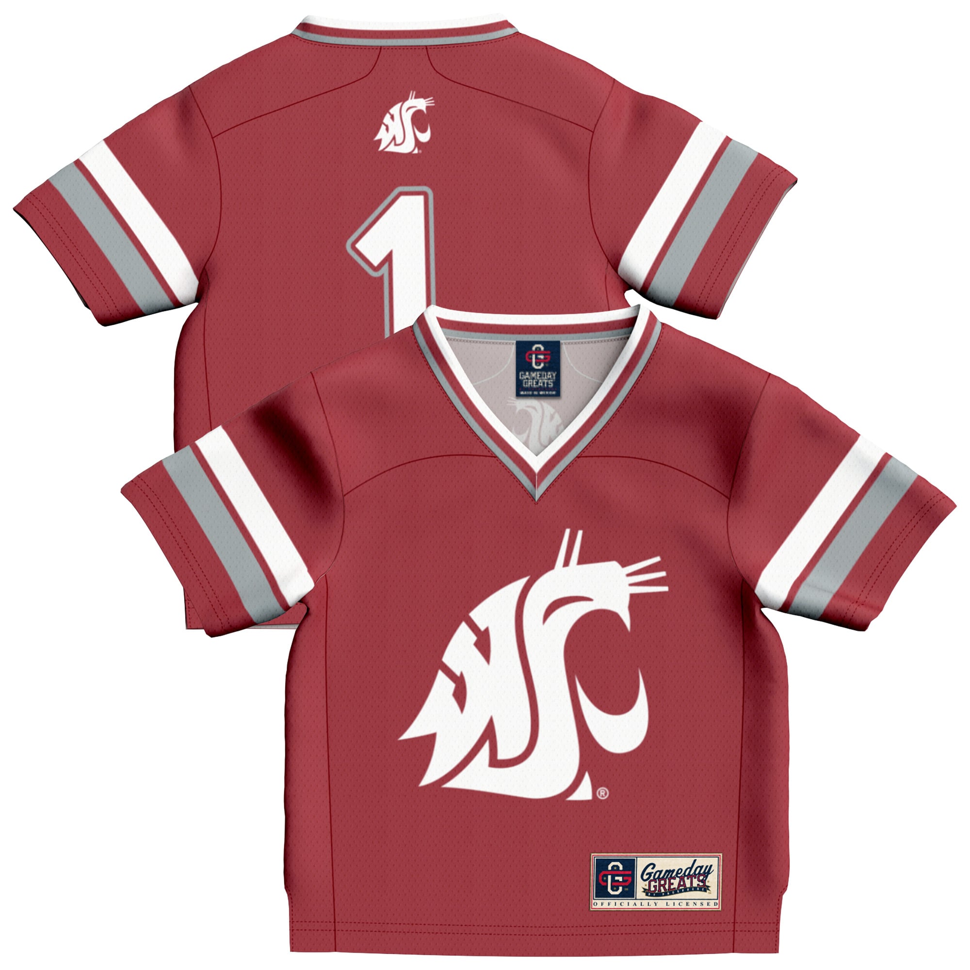 #1 Washington State Cougars Infant Lightweight Collegiate Football Fashion - front and back view