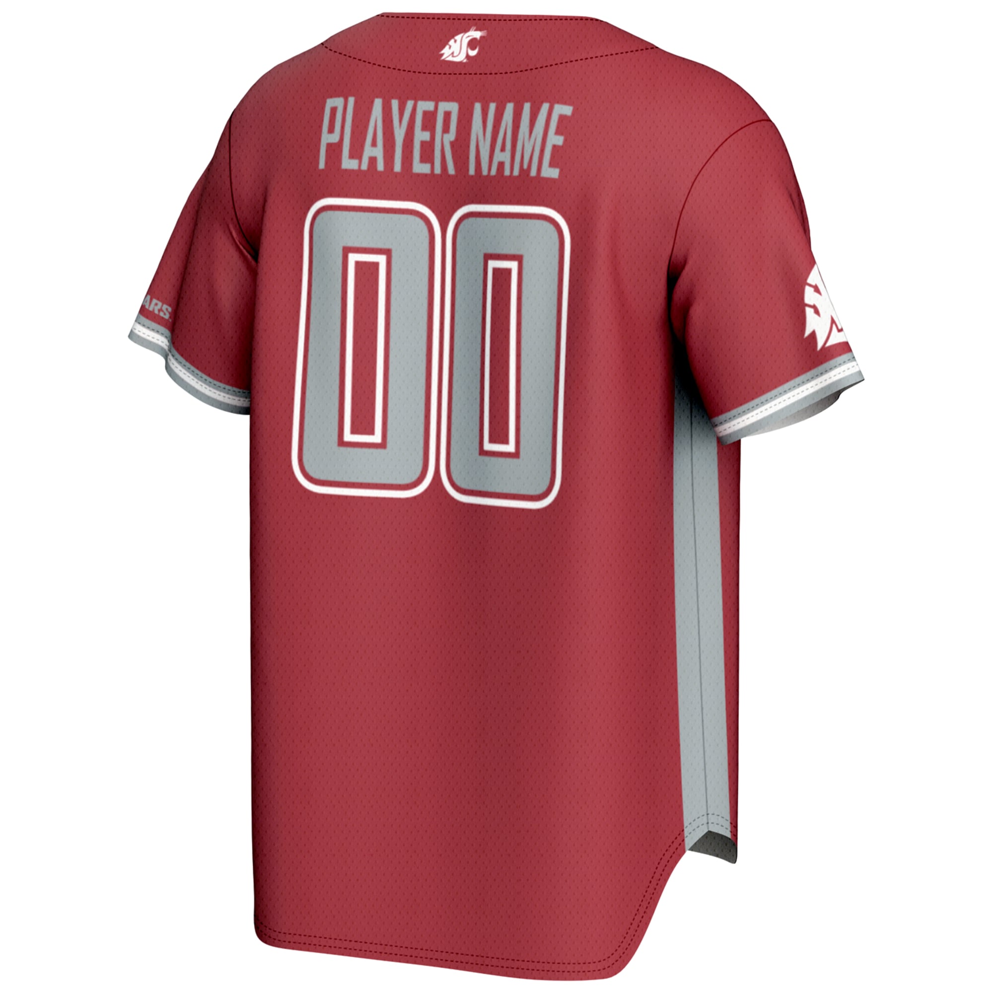 Washington State Cougars Lightweight Baseball Jersey Crimson - back view