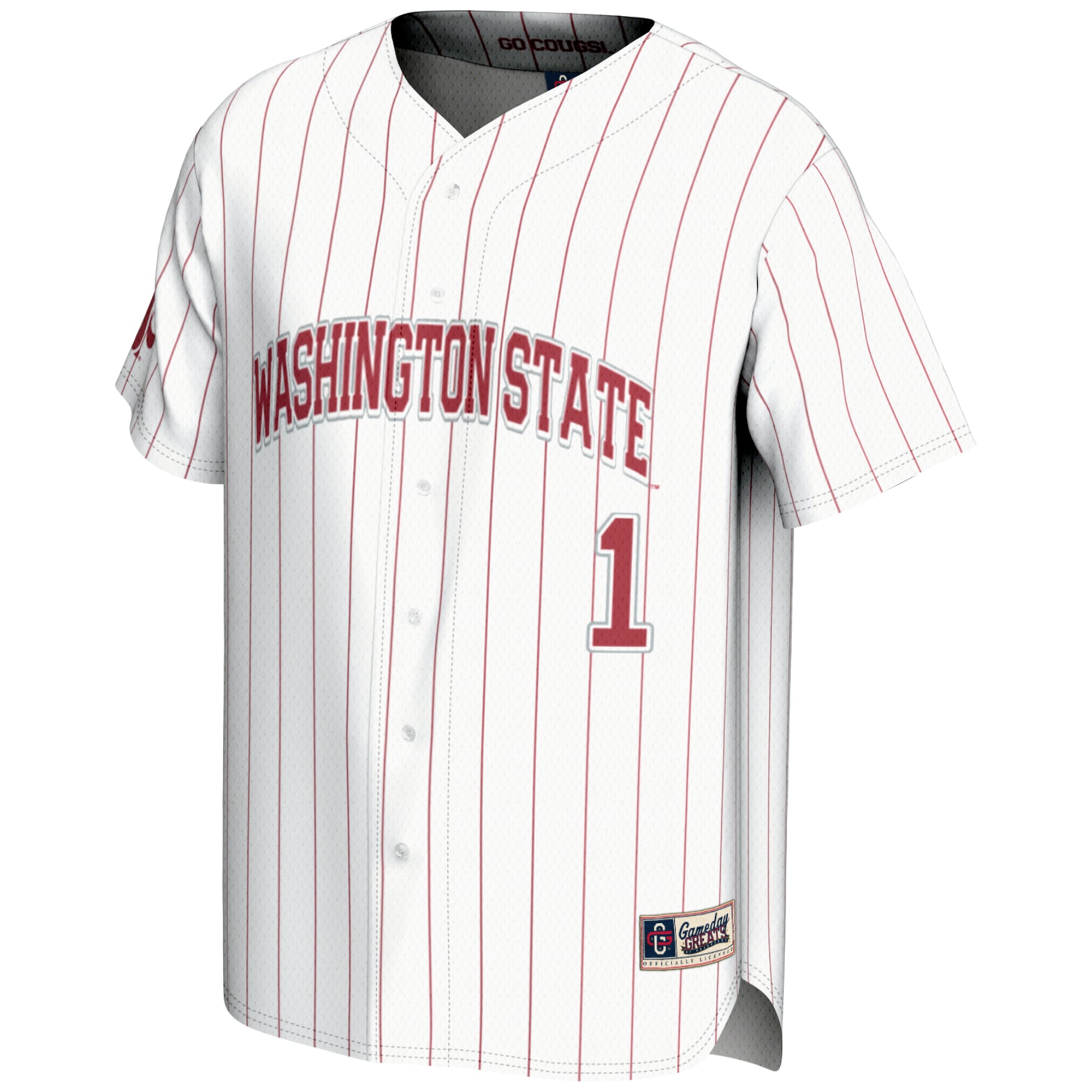 #1 Washington State Cougars Lightweight Baseball Jersey White - front view