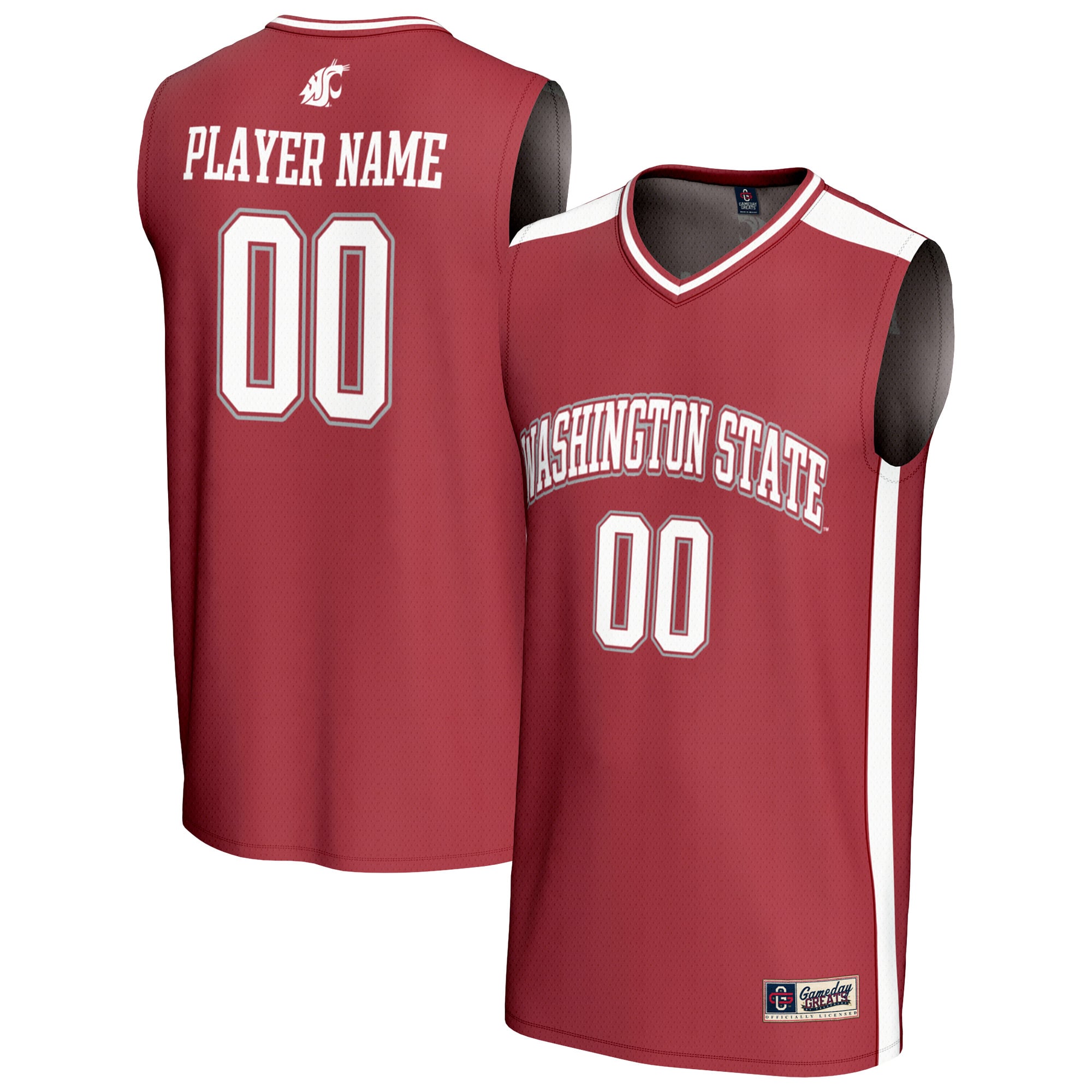 Washington State Cougars Lightweight Basketball Fashion Jersey Crimson - front and back view