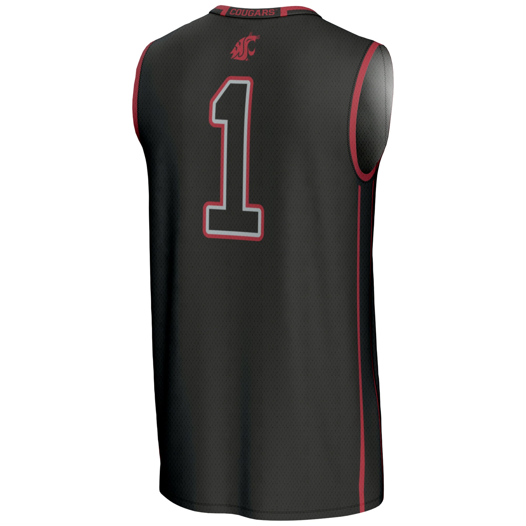 #1 Washington State Cougars Lightweight Basketball Jersey Black - back view