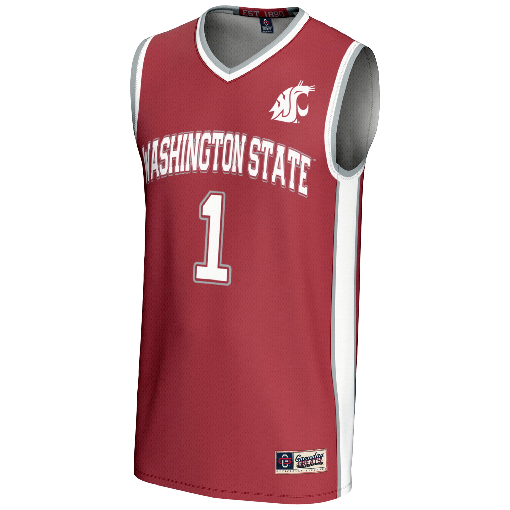 #1 Washington State Cougars Lightweight Basketball Jersey Crimson - front view