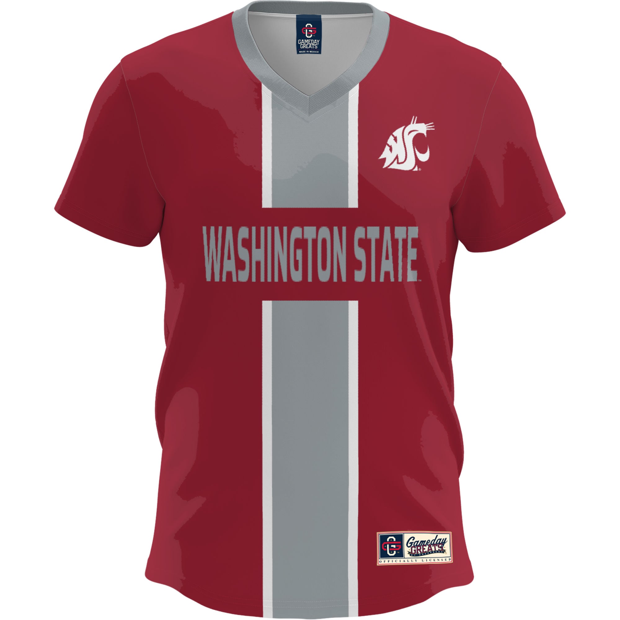 Washington State Cougars Youth Lightweight Soccer Fashion Jersey Crimson - front view