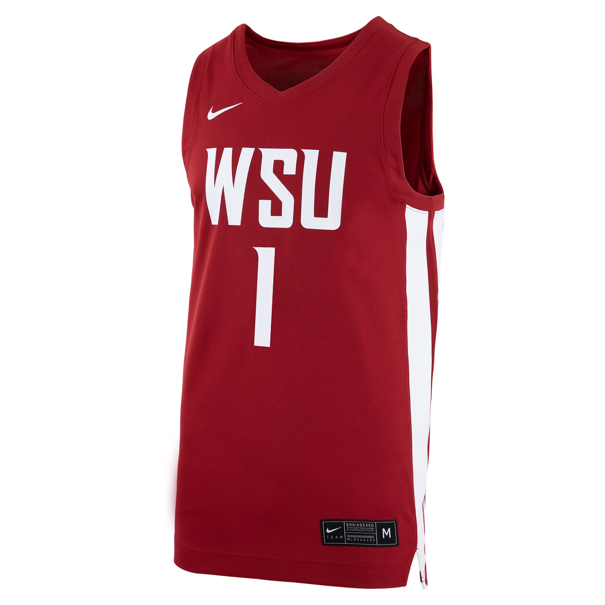 #1 Washington State Cougars Logo Basketball Jersey Crimson - front view