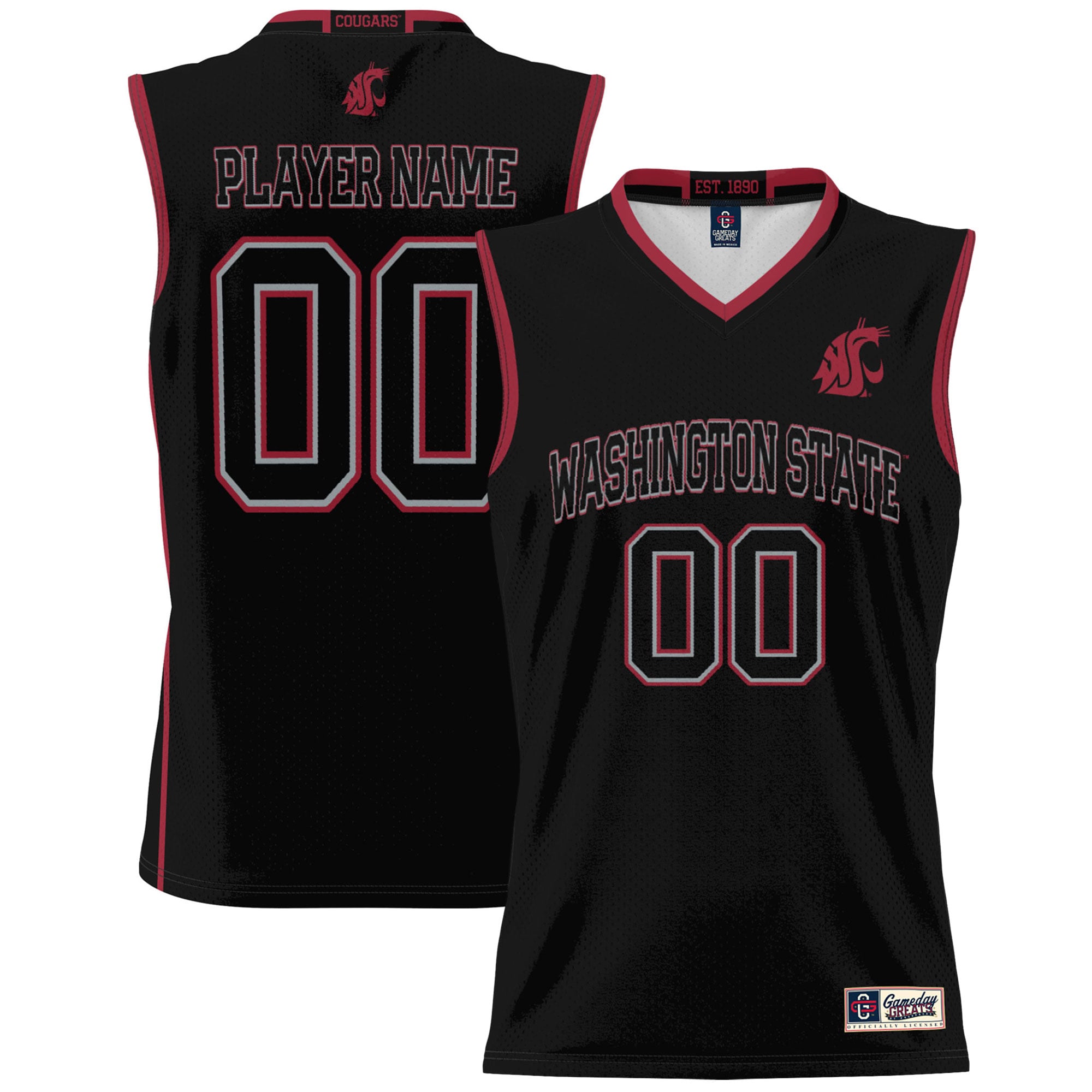 Washington State Cougars Youth Men's Basketball Jersey Black - front and back view